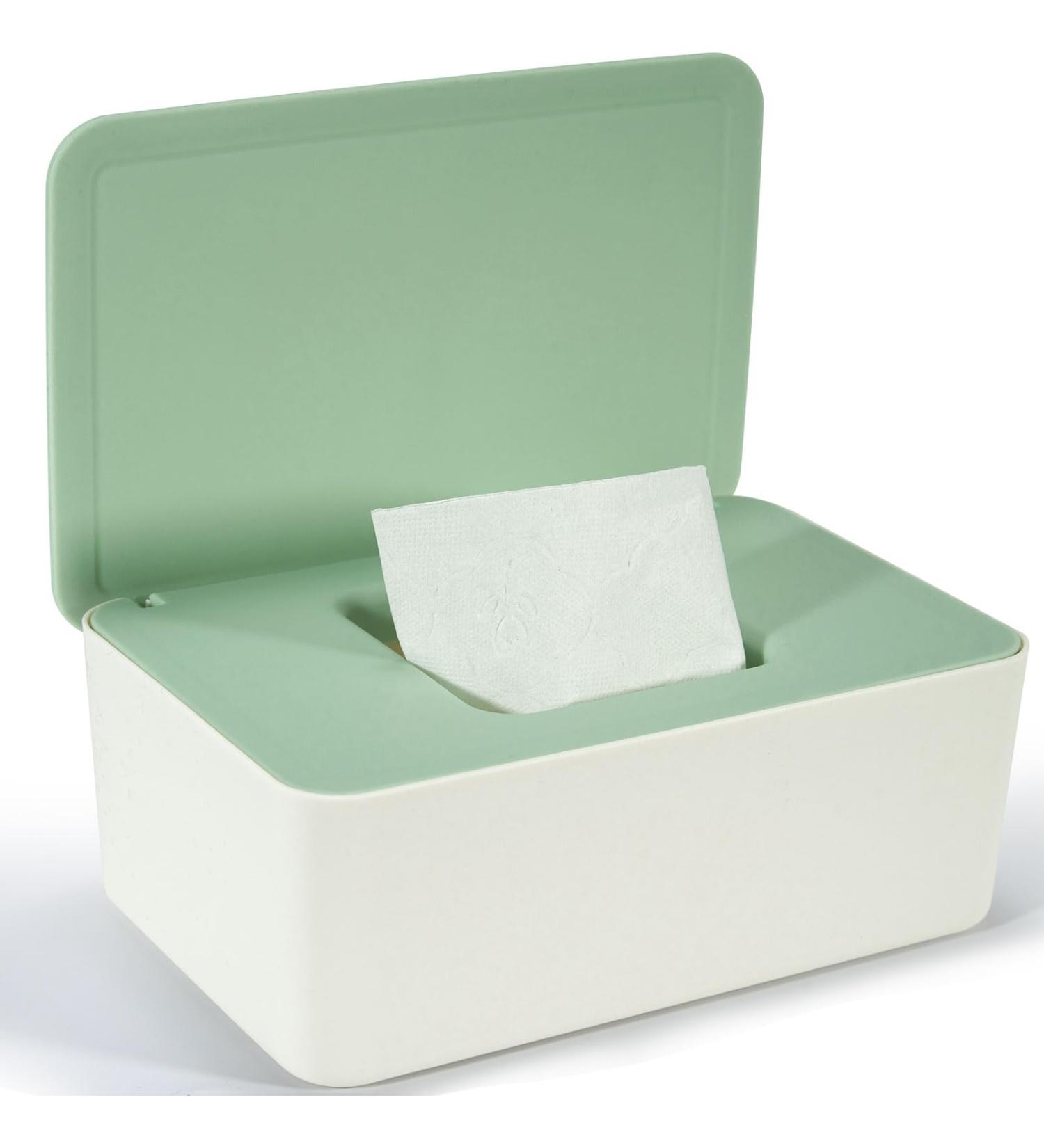 Cheerhom Baby Wet Wipes Box - Green Storage Box for Damp Toilet Paper & Cloths | 18 x 12.2 x 7cm | Ideal for Home Office & Outdoor Use - Buy Online on GoSupps.com