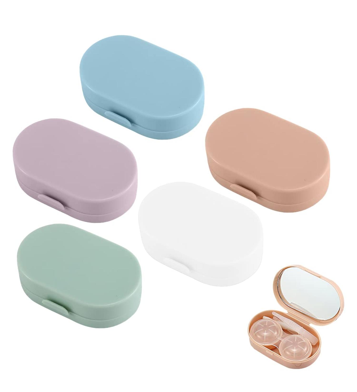 Buy 5-Piece Portable Travel Contact Lens Case Set with Mirror | Reusable Plastic Mini Accessories for Lenses - Buy Online on GoSupps.com