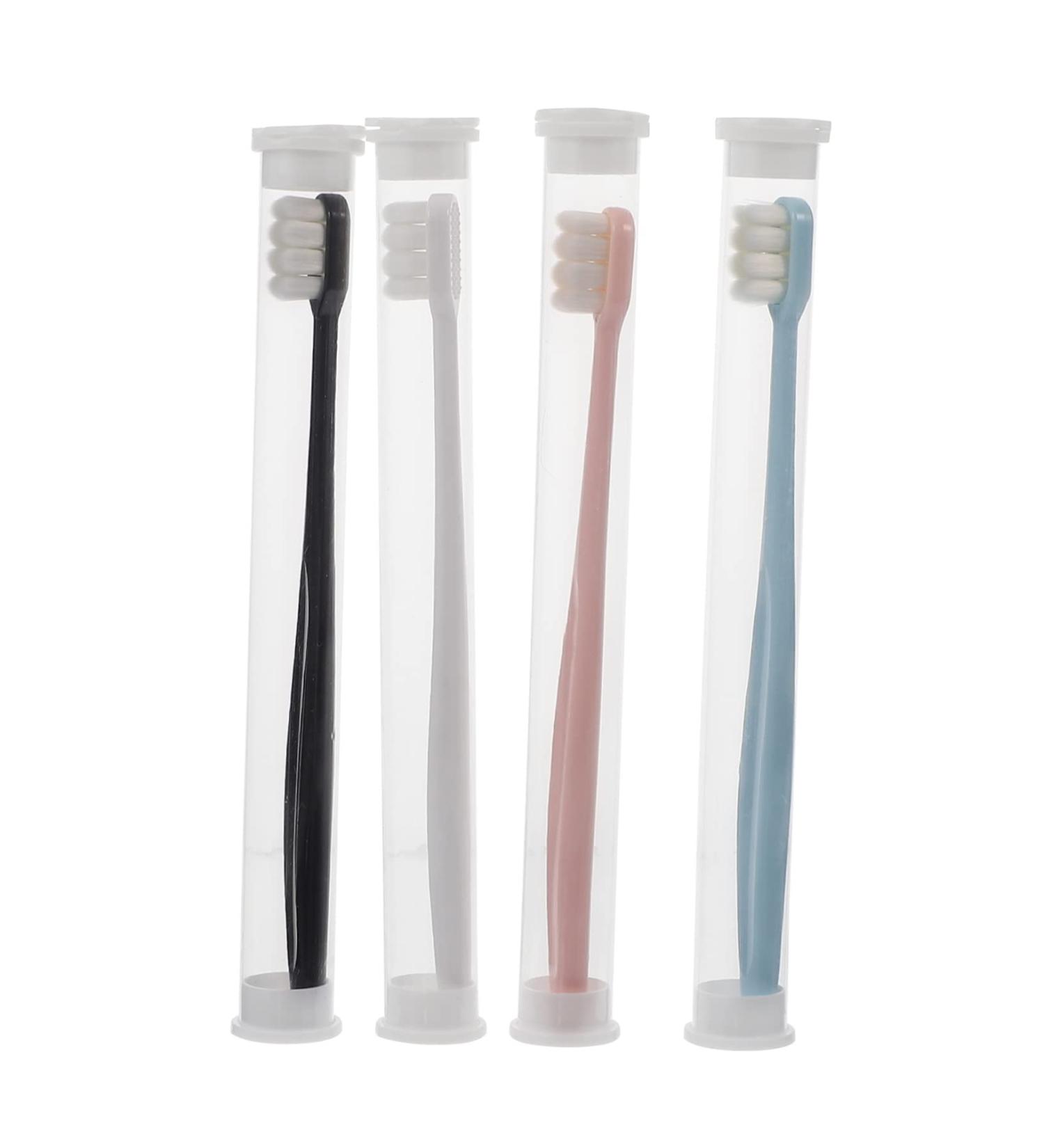 4pcs Soft Toothbrush Set - High Quality Transparent PBT Travel Brushes for Adults - Buy Online on GoSupps.com