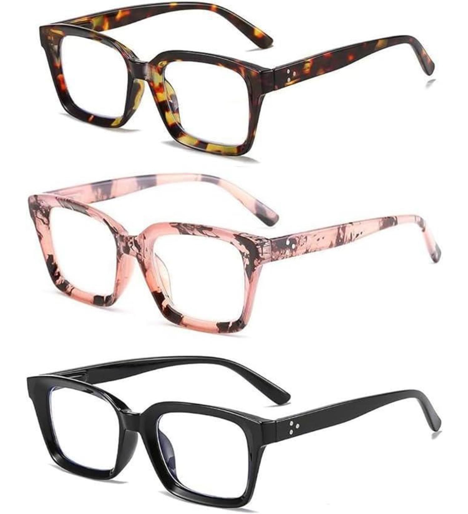 Shop Retro Spring Hinge Women's Blue Light Blocking Reading Glasses - Floral Pink & Tortoise - 2.5x Square Readers for Men & Women - Buy Online on GoSupps.com
