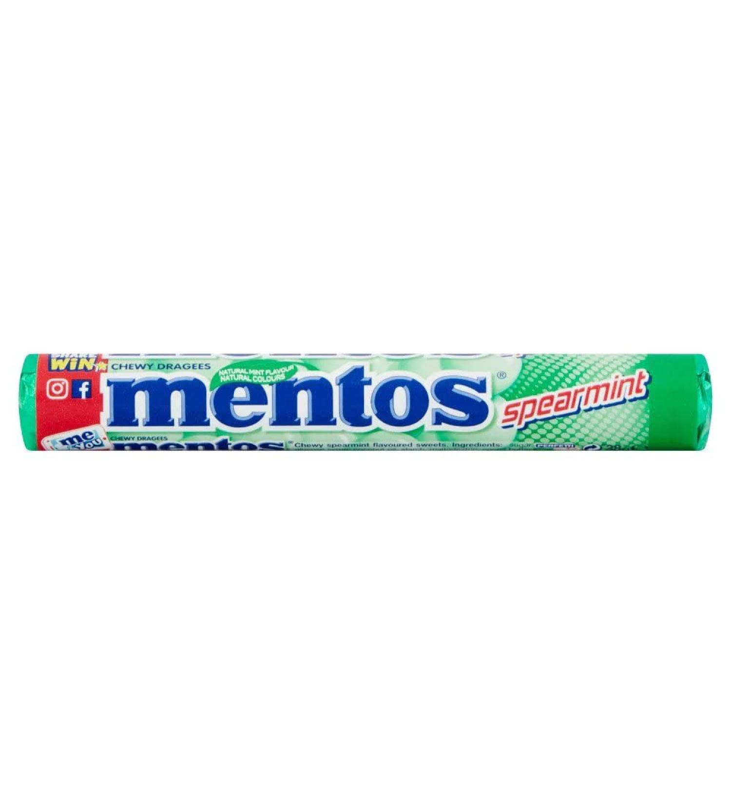 Mentos Rolls - Chewy Dragees Sweets (Spearmint 5 Pack) Delicious Tasty And Twisty Treat Gift Hamper For Birthday Christmas Sold By Three Strawberry Ltd.