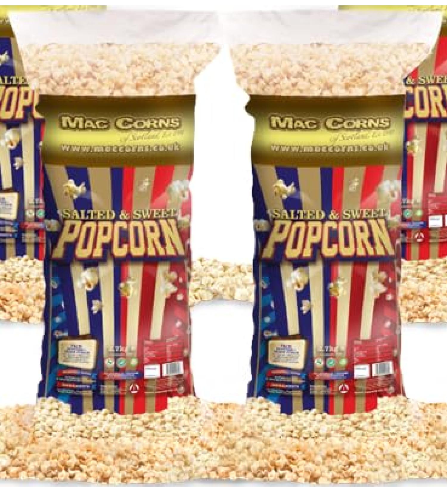 Mac-Corns 2 Bulk Packs 2.7kg Salted & Sweet Popcorn Mix Re-sealable Bulk Pack Traditionally Popped - Buy Online on GoSupps.com