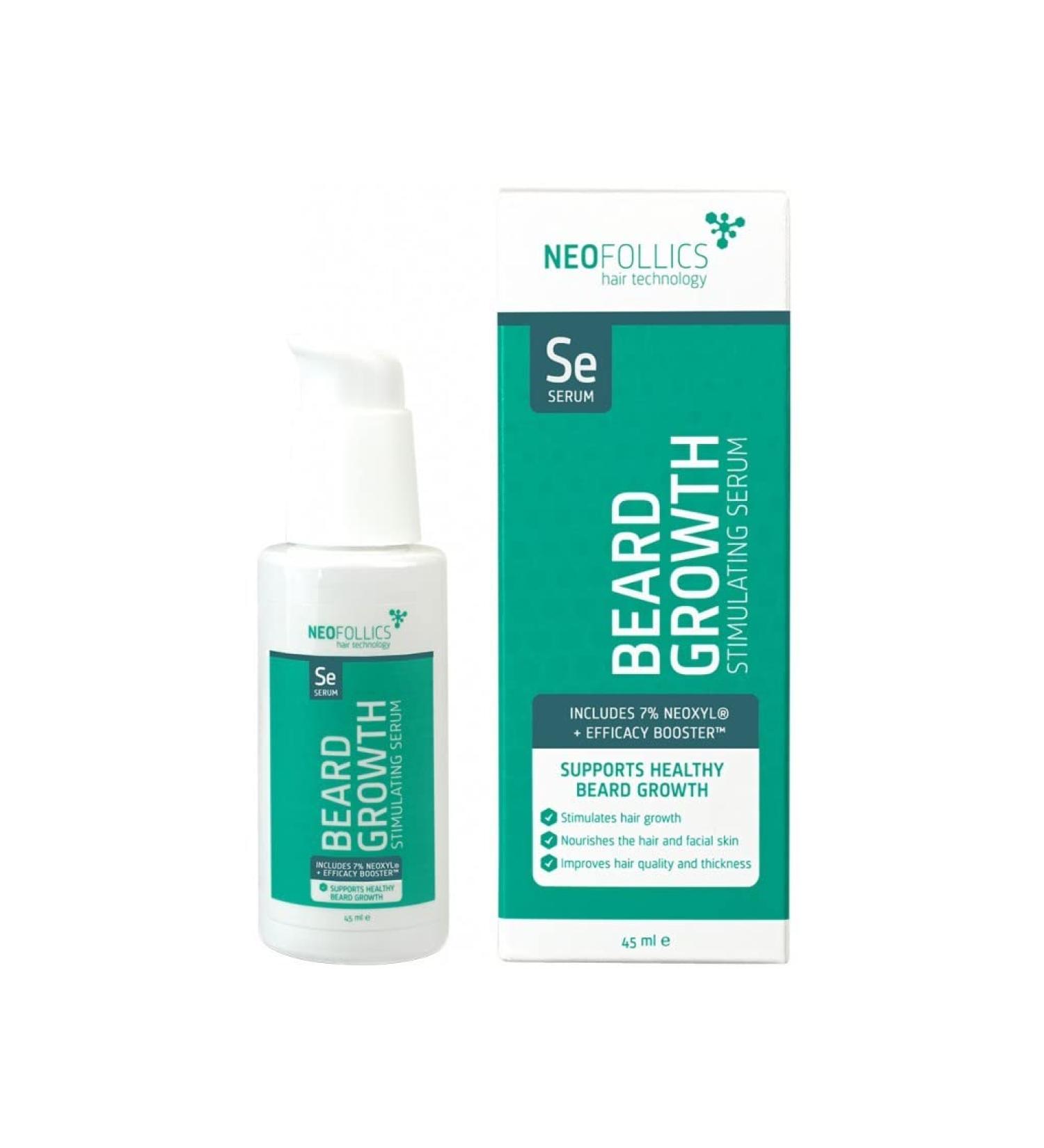 Neofollics Beard Growth Stimulant Serum - Scientifically Proven Natural Ingredients - 45ml - 1-2 Months Supply - Buy Online on GoSupps.com