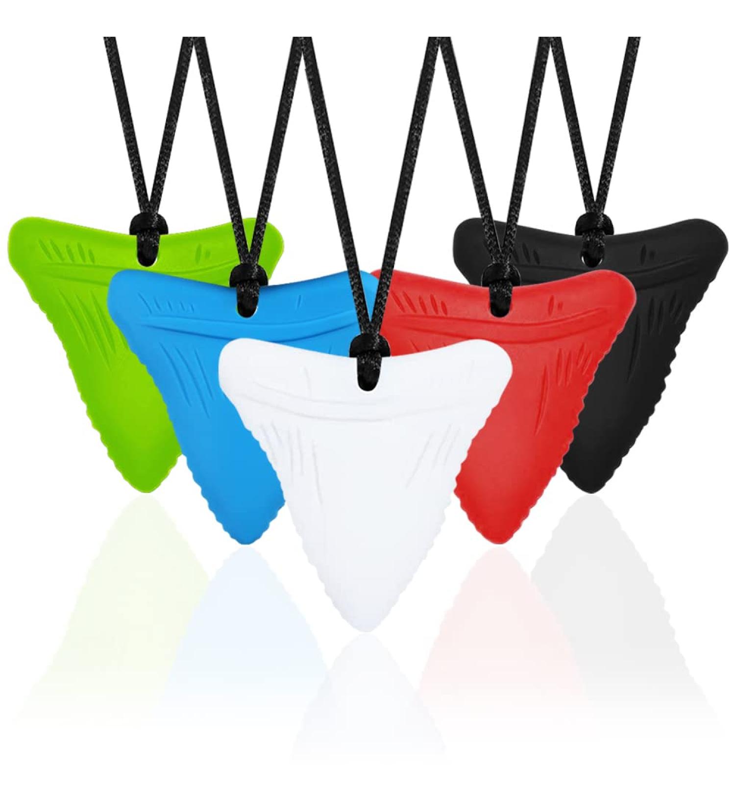 5 PCS Shark Tooth Chew Necklace for Nail Biting & Teething Relief - Kids, Adults, Autism Treatment - YQZIYOU - Buy Online on GoSupps.com