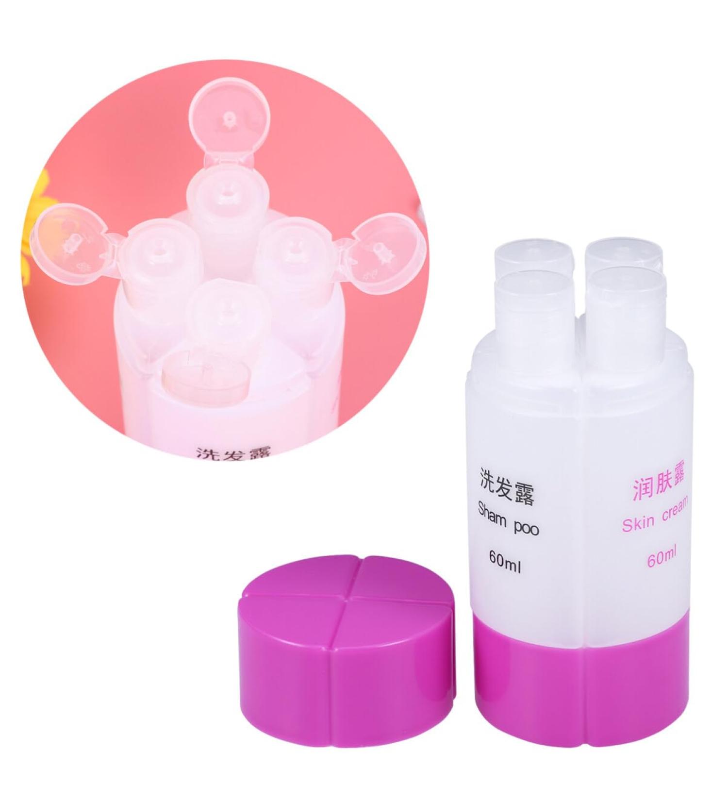 Housoutil Travel Bottle 4-in-1 Leak-Proof Bottle for Travel Gym Camping Carry-On Travel Toiletries Bottle Travel Accessories for Shampoo Conditioner Lotion Body Wash -Purple - Buy Online on GoSupps.com