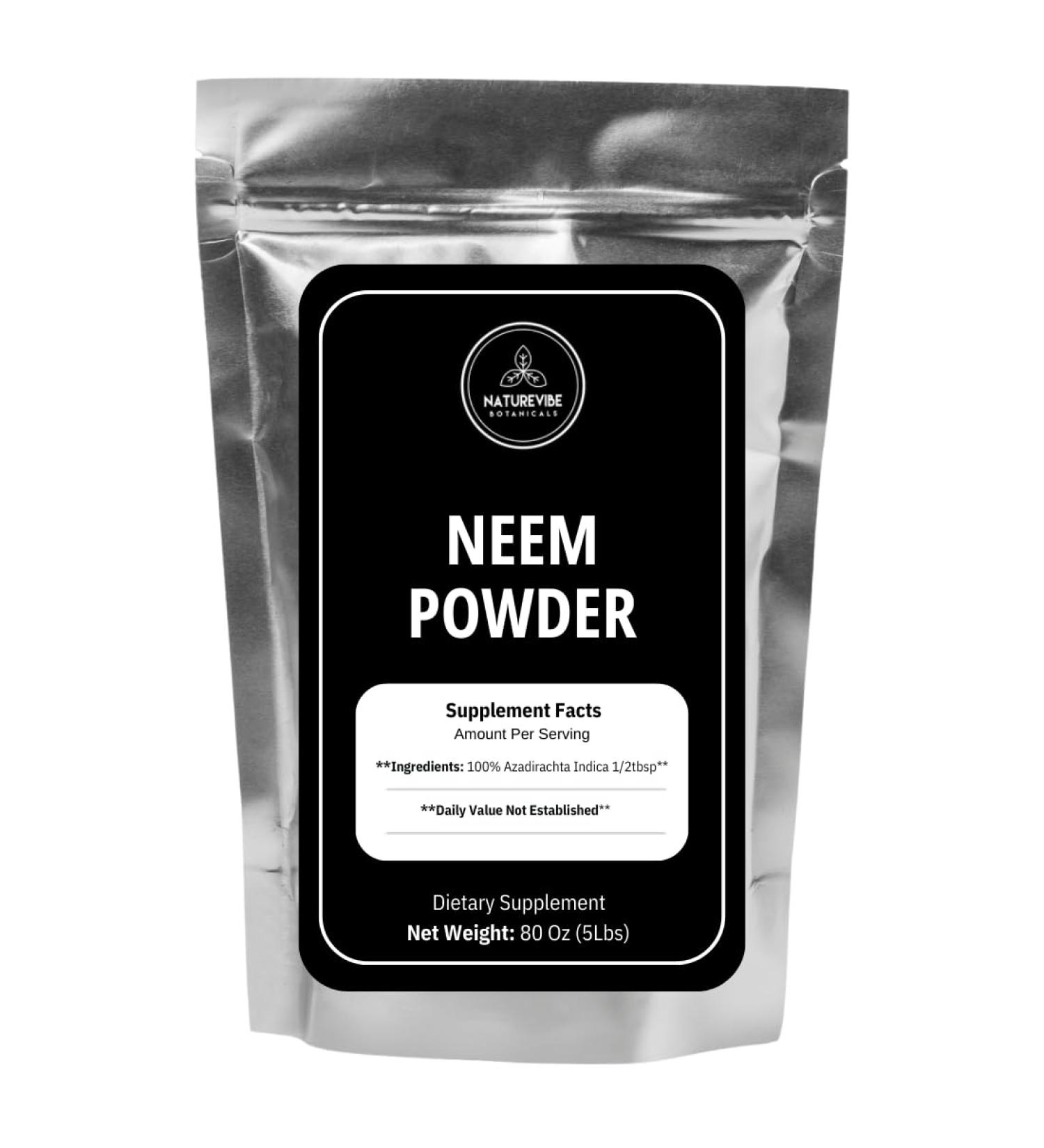 Naturevibe Botanicals Neem Leaf Powder 5lbs | Azadirachta Indica | Non-GMO and Gluten Free | 100% Pure & Natural (80 Ounces) - Buy Online on GoSupps.com