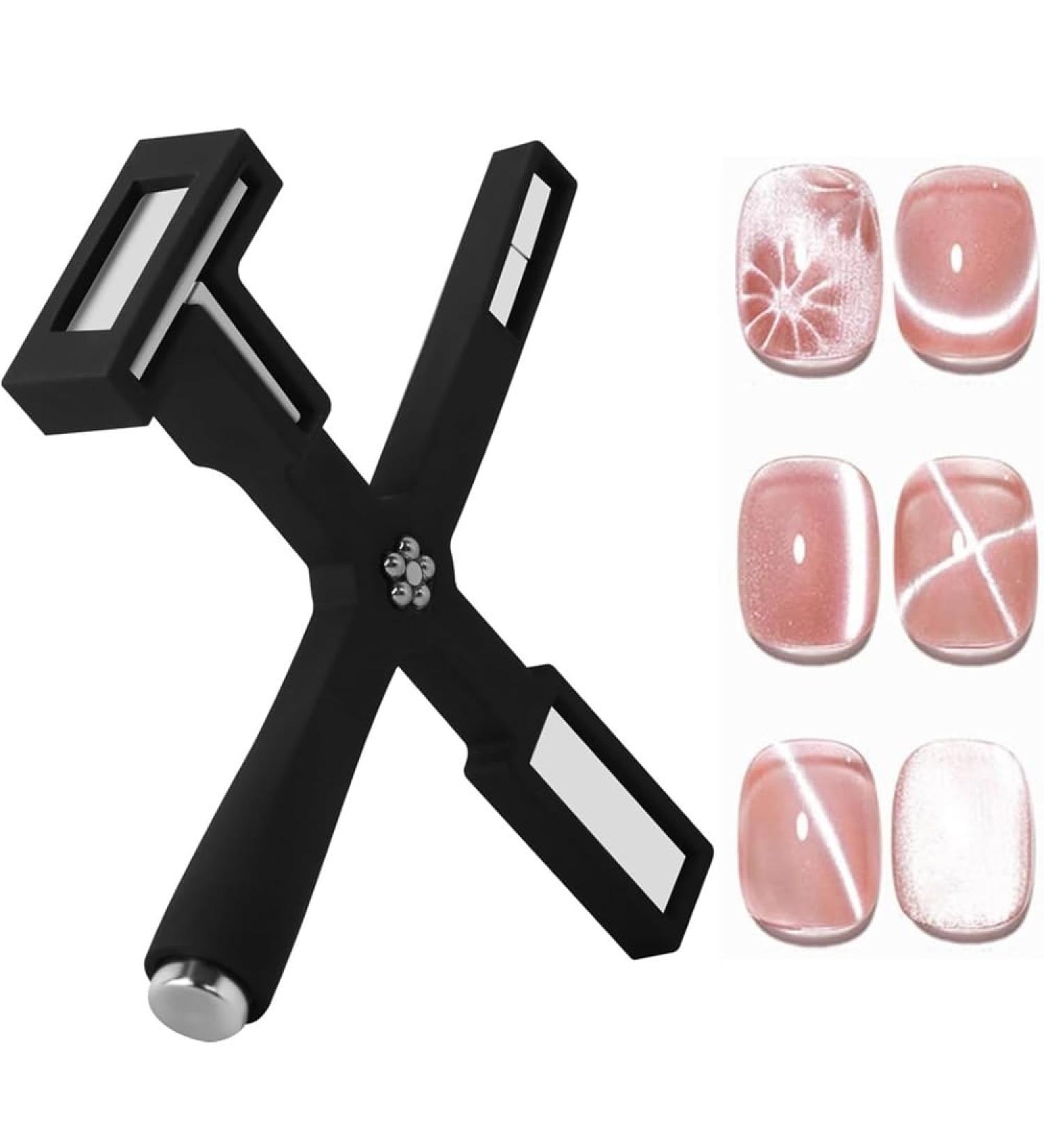 Buy Nail Magnet Set - Multifunctional Cross Cat Eye Tool & Silicone Protective Shell for Stunning Nail Art | Magnetic Nail Design Accessories (Black) - Buy Online on GoSupps.com