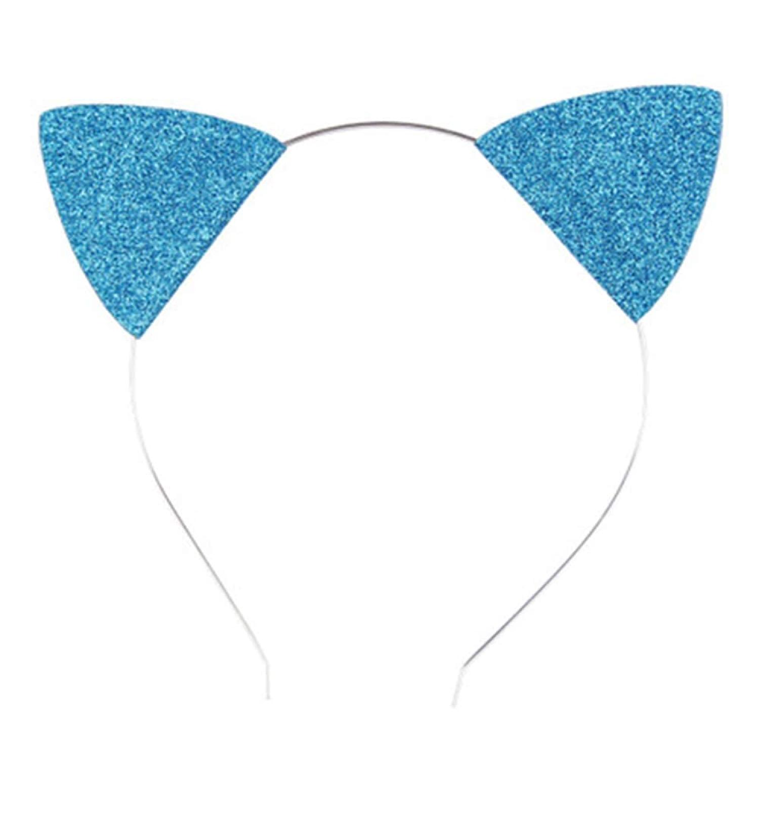 ZOONAI Girls Glitter Cat Ears Headband Cute Hair Band Halloween Christmas Cosplay Party Costume (Blue) - Buy Online on GoSupps.com
