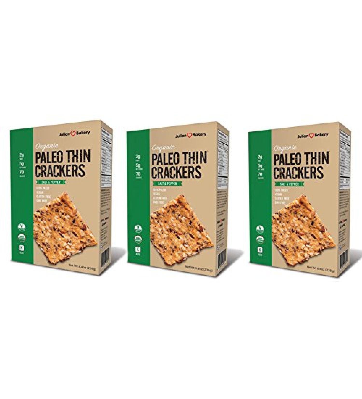 Julian Bakery Paleo Thin Crackers Salt & Pepper - 8.4 oz | Gluten-Free Snack - Buy Online on GoSupps.com