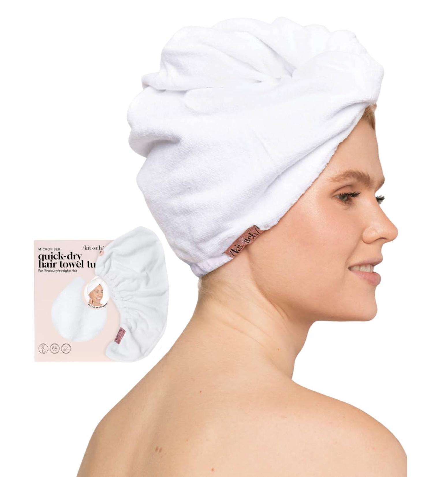 Kitsch Quick Drying Microfiber Hair Towel - Pink & White | 1 EA - Buy Online on GoSupps.com