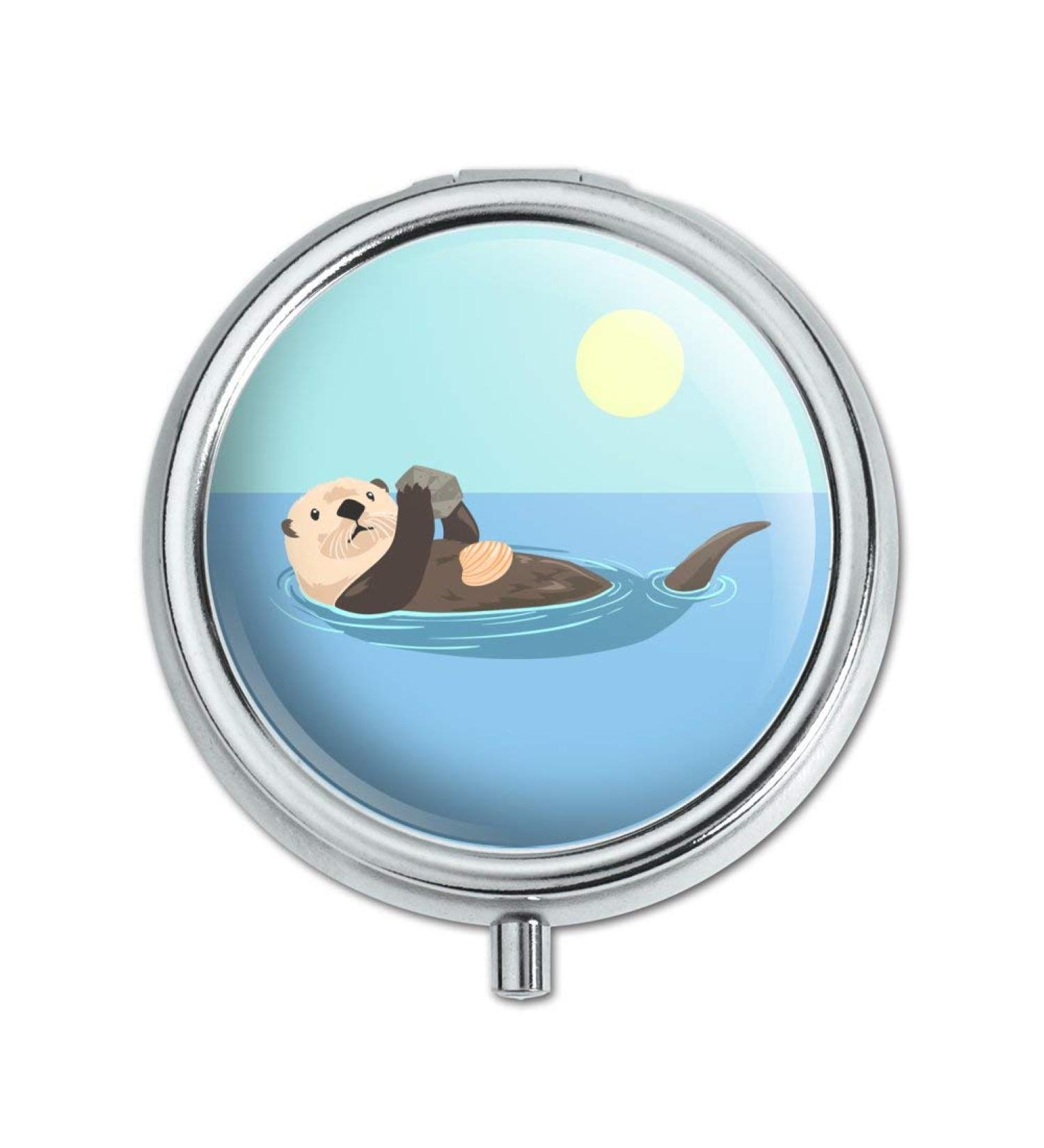 Sea Otter Eating Giant Clam Pill Case - Unique Trinket Gift Box for Nature Lovers | Shop Internationally - Buy Online on GoSupps.com