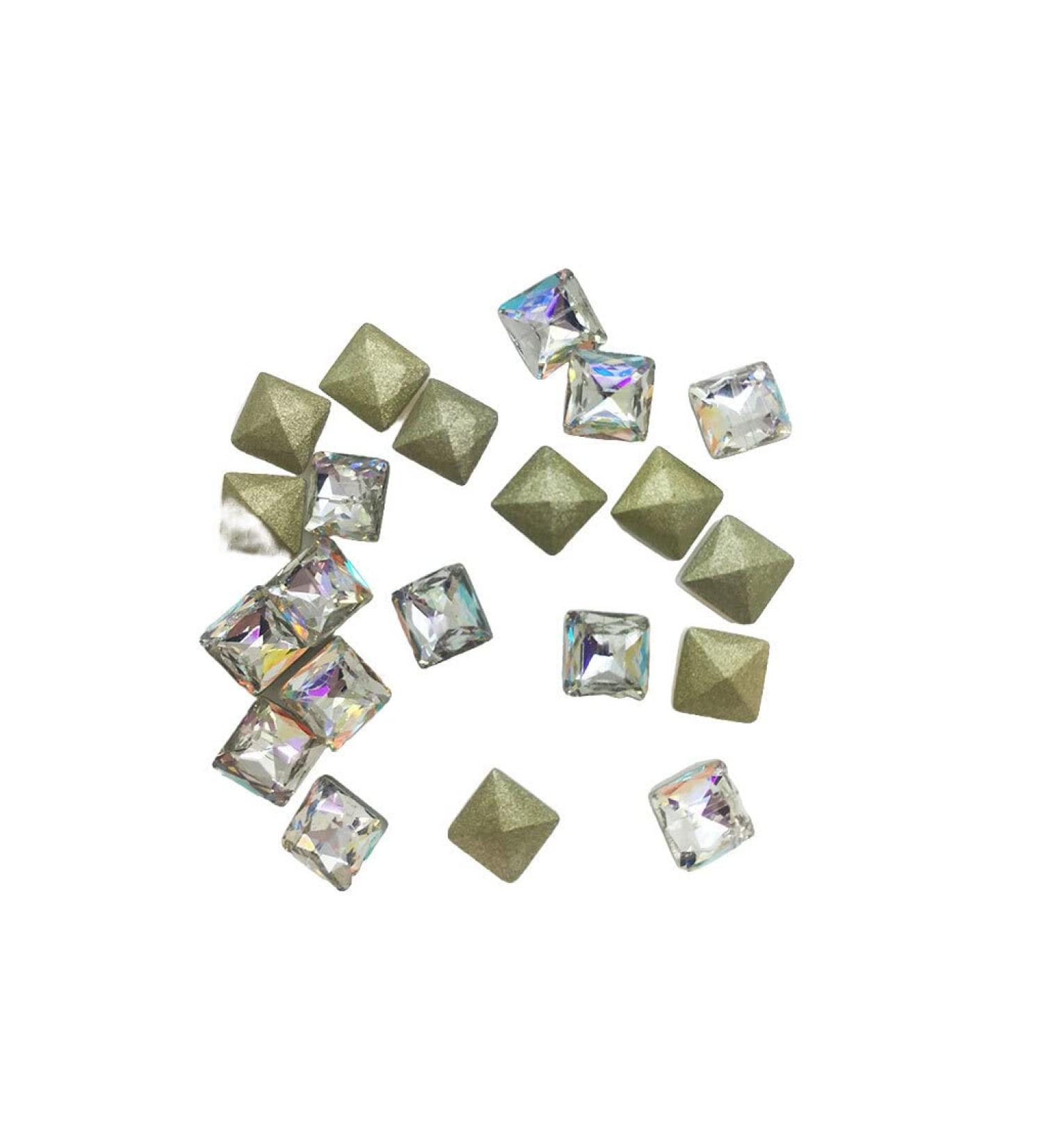 dijiusidy Nail Rhinestones Manicure Decorations Multiple-Shape Multi-color Glass DIY Decor Stickers Eye-catching Beauty Tools 6mmSquare - Buy Online on GoSupps.com