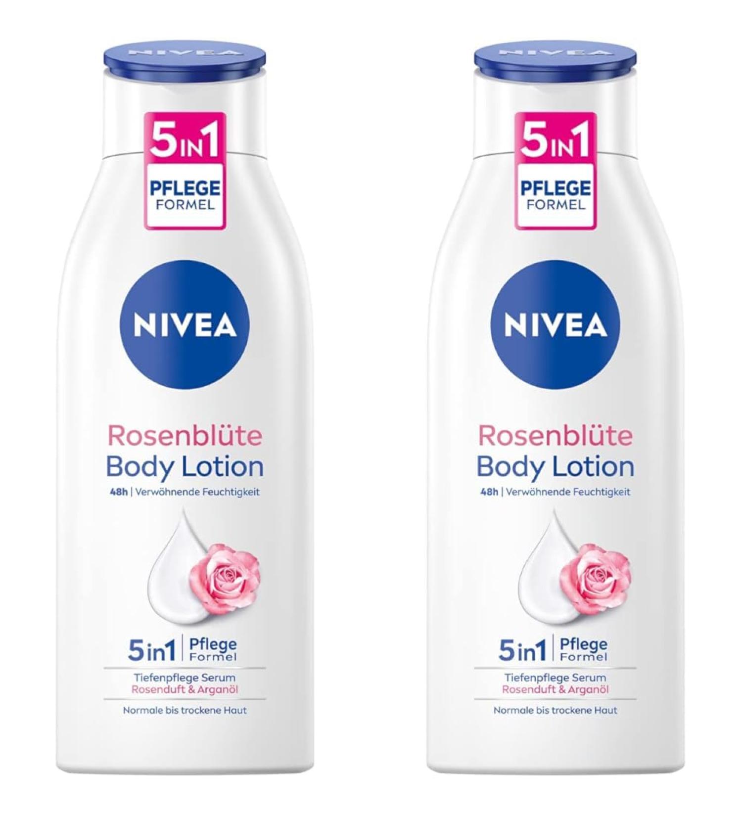 Nivea Rose Blossom Body Lotion - 5in1 Care Formula with Argan Oil | Nourishing Body Cream (400ml 2 Pack) - International Shipping Available - Buy Online on GoSupps.com