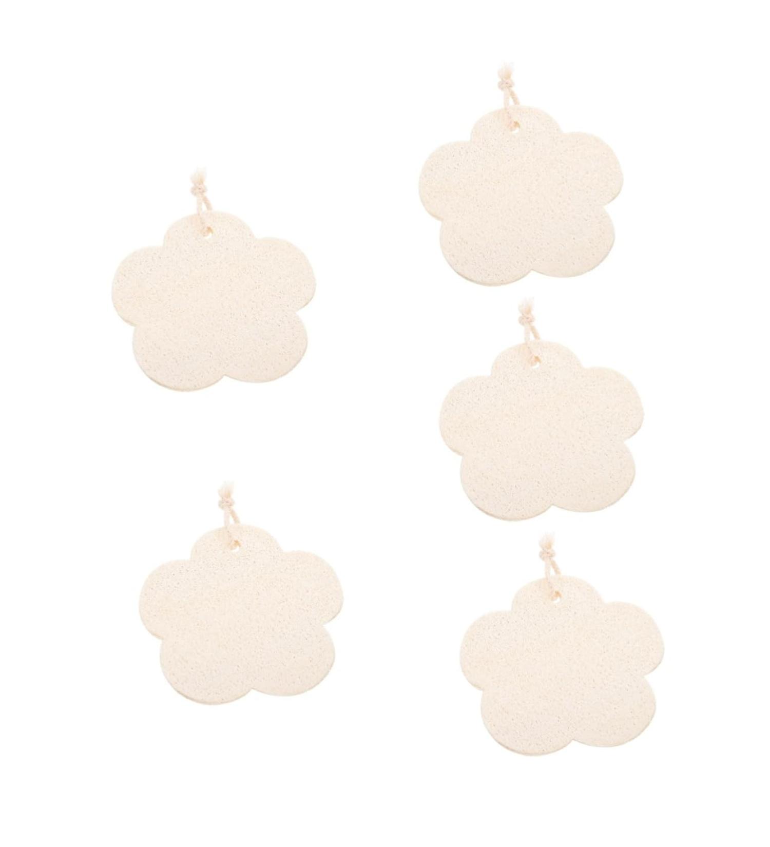 5PCS Flower Shaped Loofah Sponge Set - Soft Cotton Bath Scrubber for Men | Light Yellow | International Shipping - Buy Online on GoSupps.com