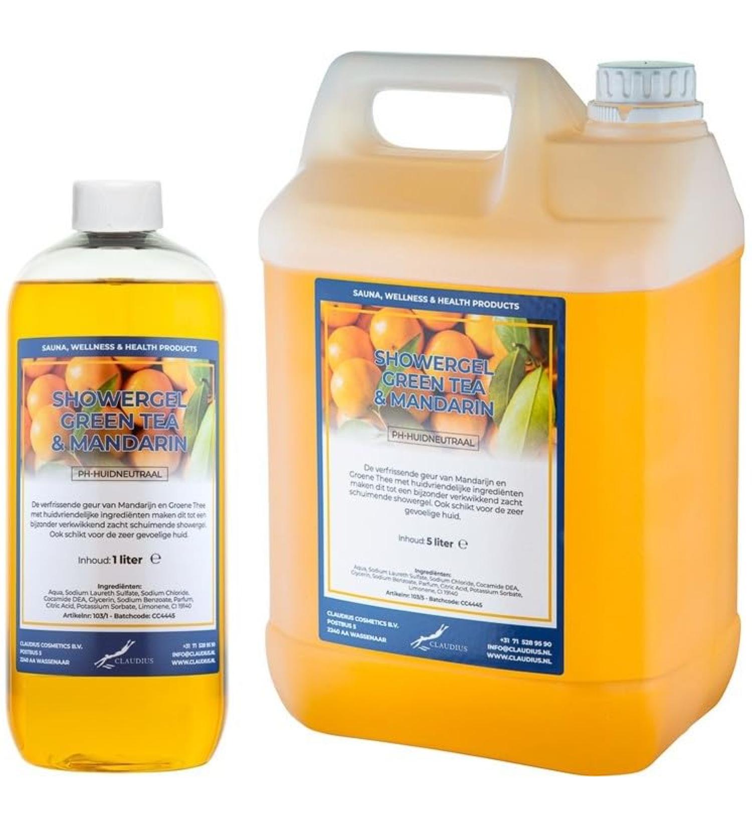 Claudius Showergel Green Tea & Mandarin 5 liter + 1 liter transparant