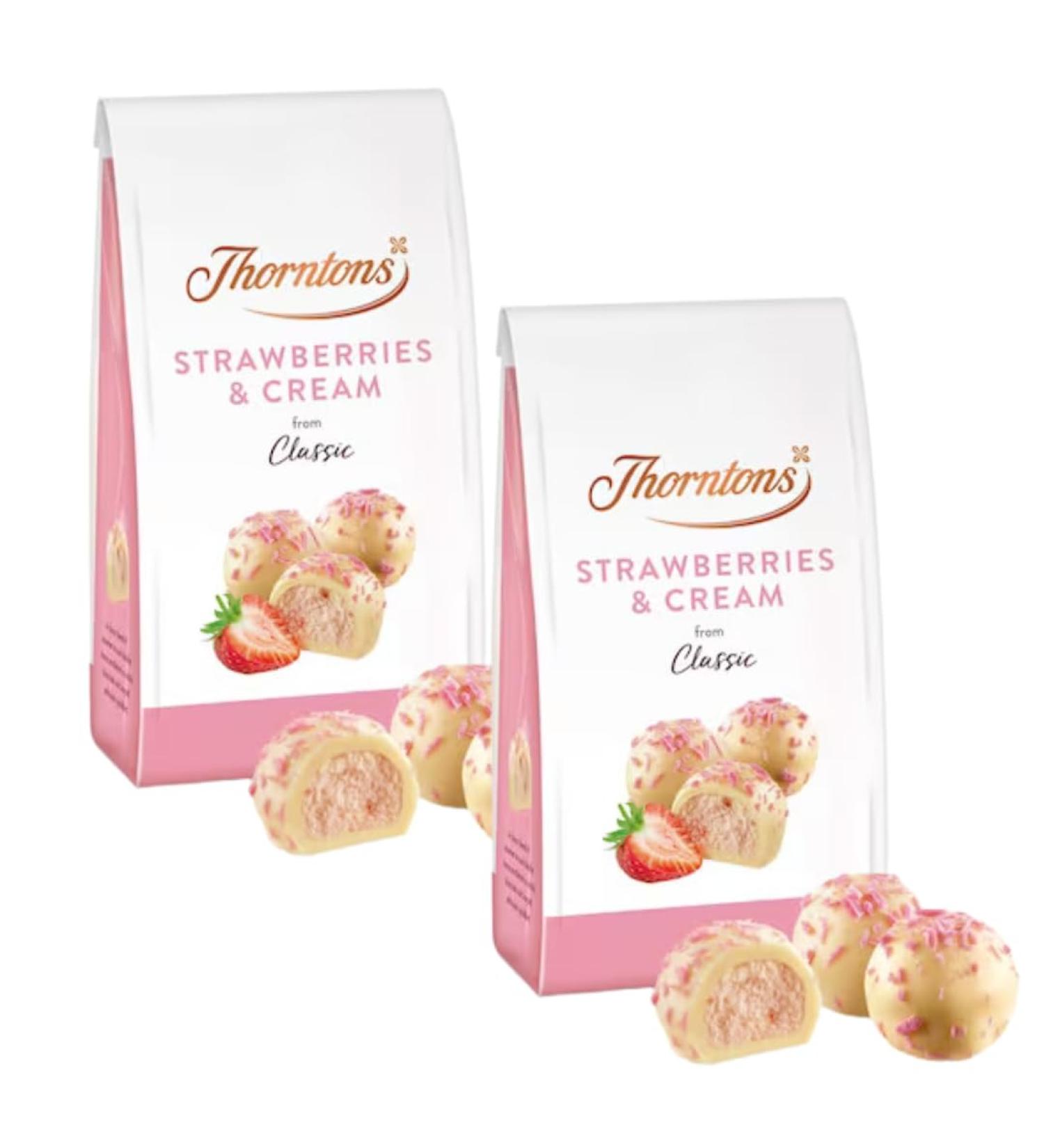 Classic Strawberries and Cream Bag 105g (Bundle Consisting of Thorntons 2 Pack Bag Bundle)
