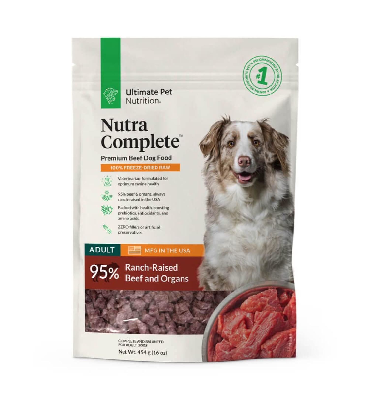 Ultimate Pet Nutrition Nutra Complete Raw Dog Food - Beef 1lb | Veterinarian Formulated with Antioxidants, Prebiotics, Amino Acids - Buy Online on GoSupps.com