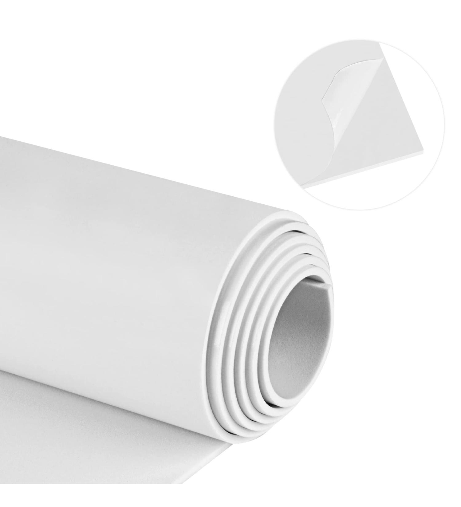 Neoprene Sponge Rubber Foam Sheet w/ Adhesive Backing - 12x60x1/8 White Foam Roll for Soundproofing, Cosplay, DIY - Gaskets, Crafts - Buy Online on GoSupps.com