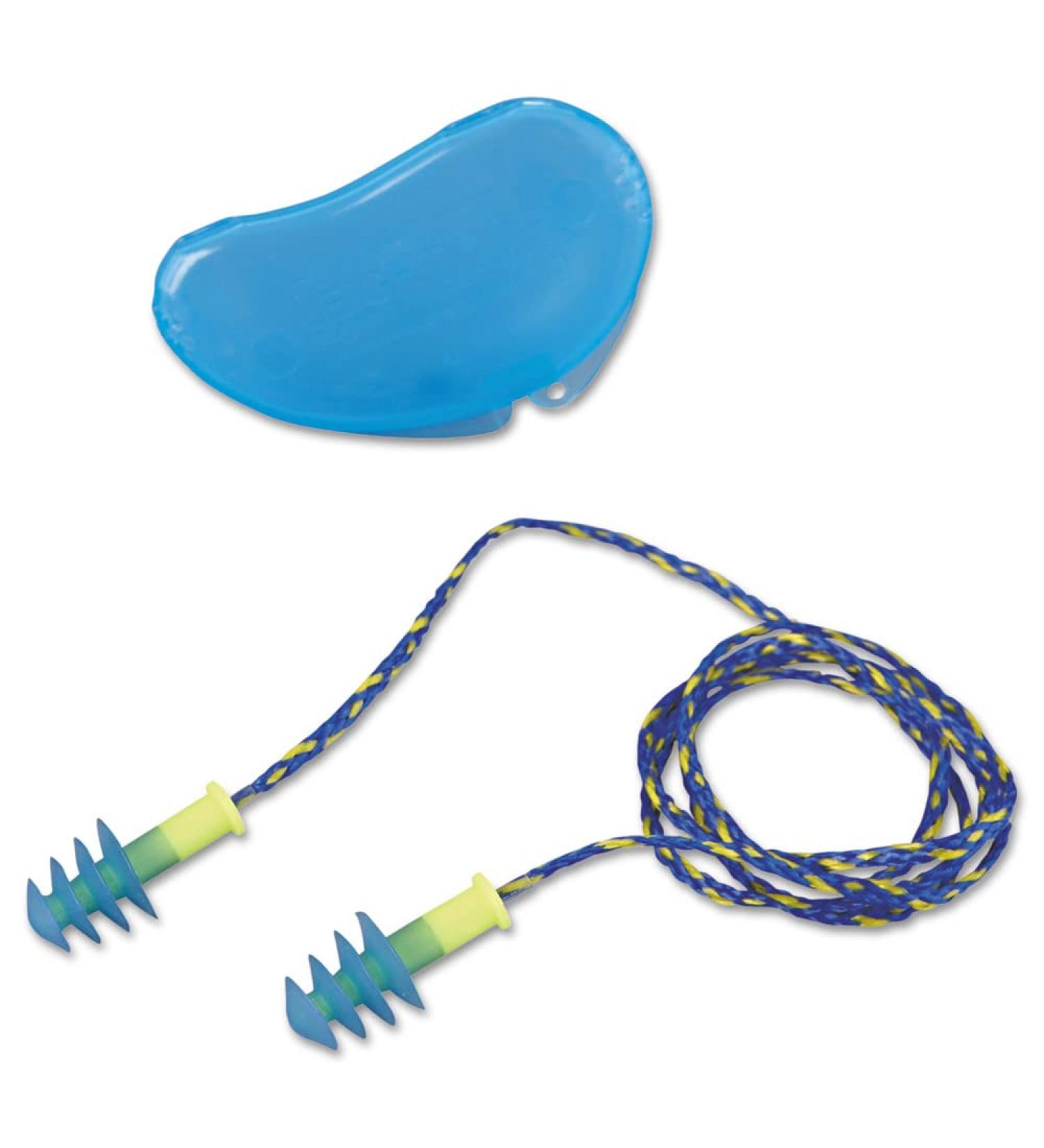 Leight Multiple Use Fusion Corded Earplugs - 4-Flange Blue & Yellow | 100 Pairs | Best Thermal Plastic Urethane Ear Protection - Buy Online on GoSupps.com