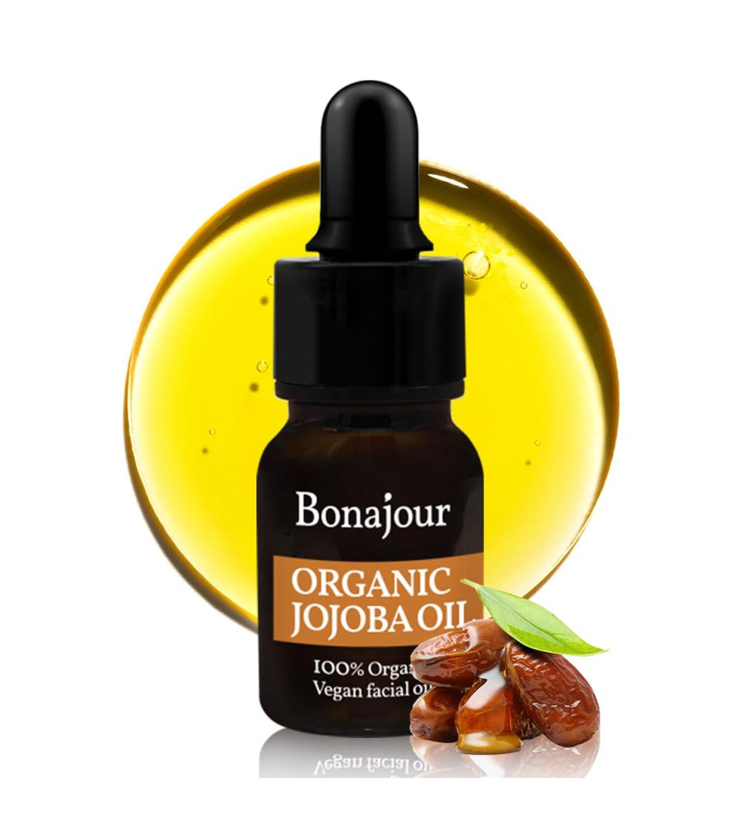 BONAJOUR 100% Organic Eco-Cert Jojoba Facial Oil for Dry Skin | Vegan High Moisturizing Carrier Oil - 0.4 fl. oz - Buy Online on GoSupps.com