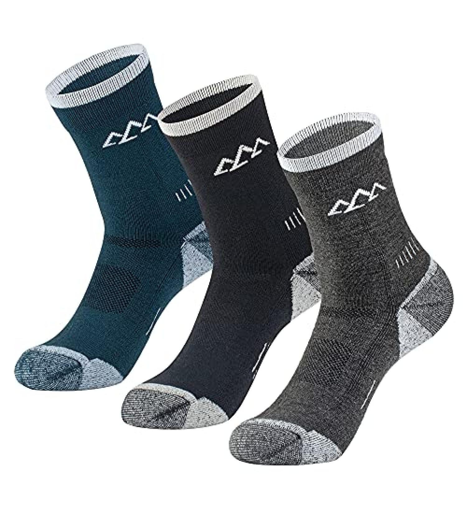 InnoTree Men's Merino Wool Hiking Socks 3 Pack - Full Cushioned Moisture-Wicking Micro Crew Socks - Buy Online on GoSupps.com