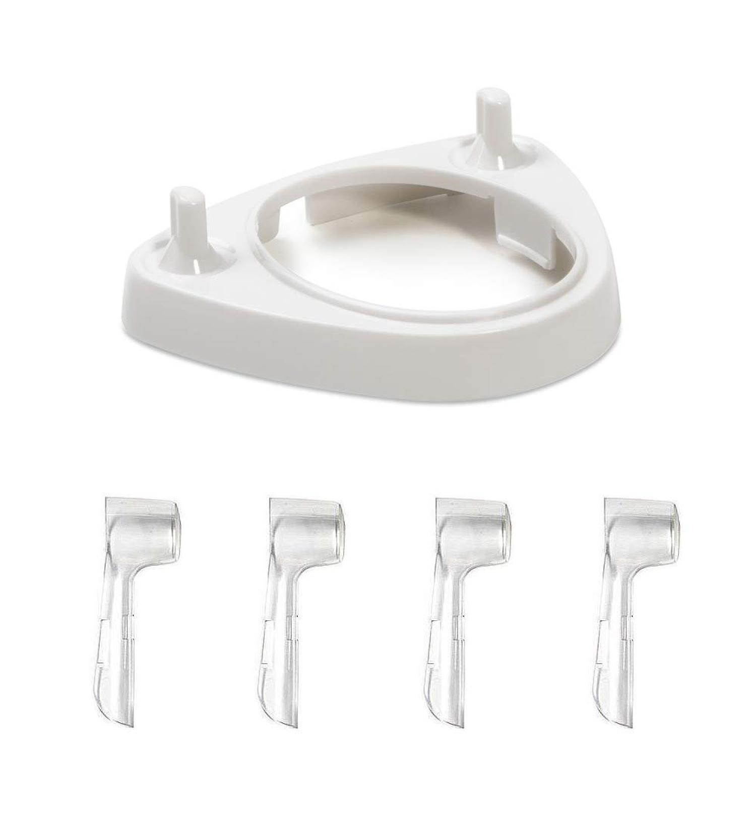 Food Safety Plastic Charging Station for Oral-B Electric Toothbrush - Includes Brush Head Storage & 4 Dust-Proof Toothbrush Heads - Buy Online on GoSupps.com