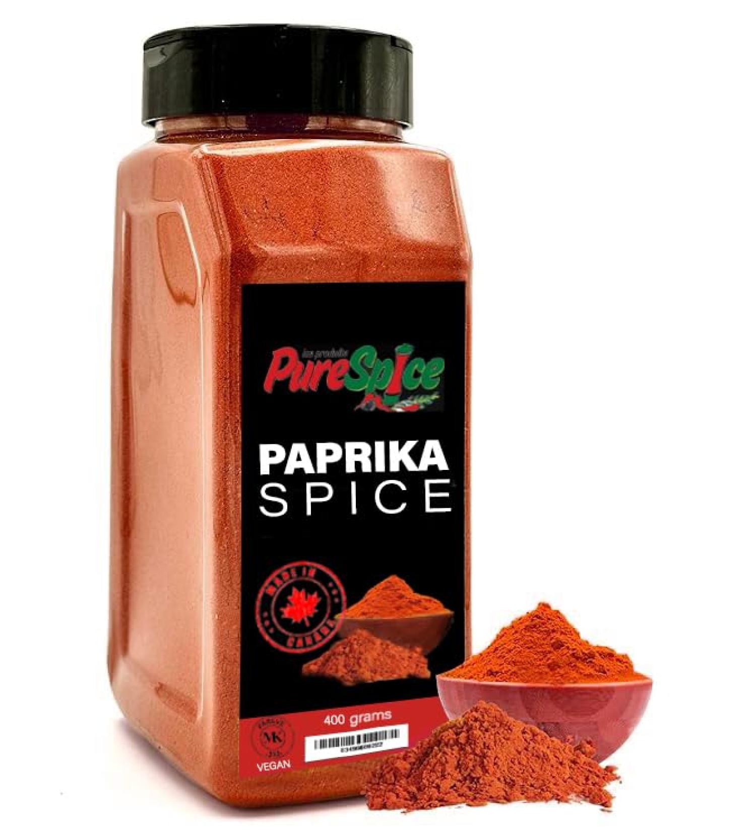 PureSpice Paprika Spice 400 Grams | Restaurant Grade Vegan Kosher Powder Seasoning | Premium Flavor for Cooking Meat Steak Rub and Sauce (Paprika) - Buy Online on GoSupps.com