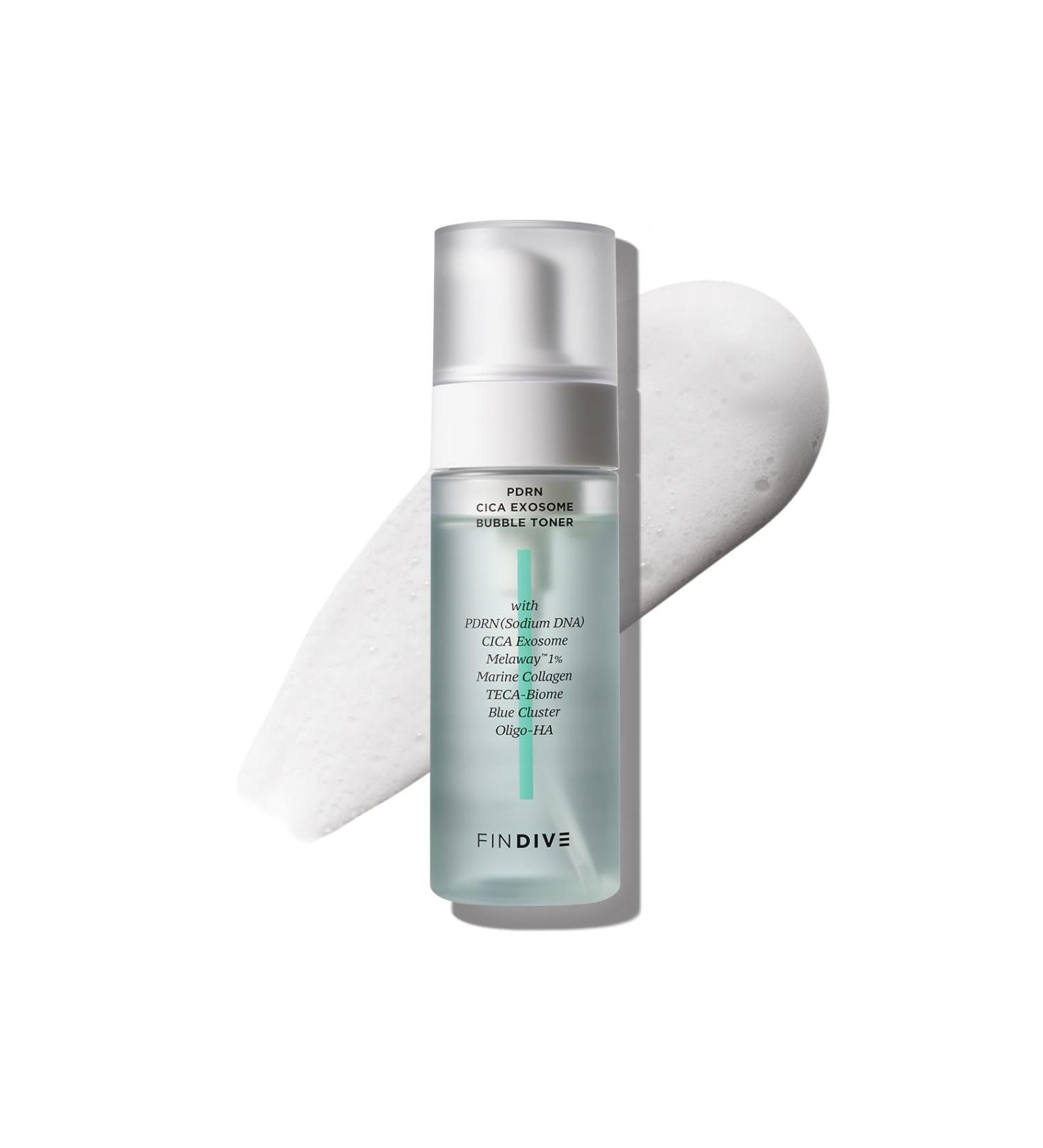 FINDIVE Official PDRN CICA Exosome Bubble Toner, PDRN (Sodium DNA) 1,000ppm, CICA Exosome 1,000ppm, Marin Collagen, Soothes, Regenerates Skin, Korean Skincare 5.07fl.oz - Buy Online on GoSupps.com