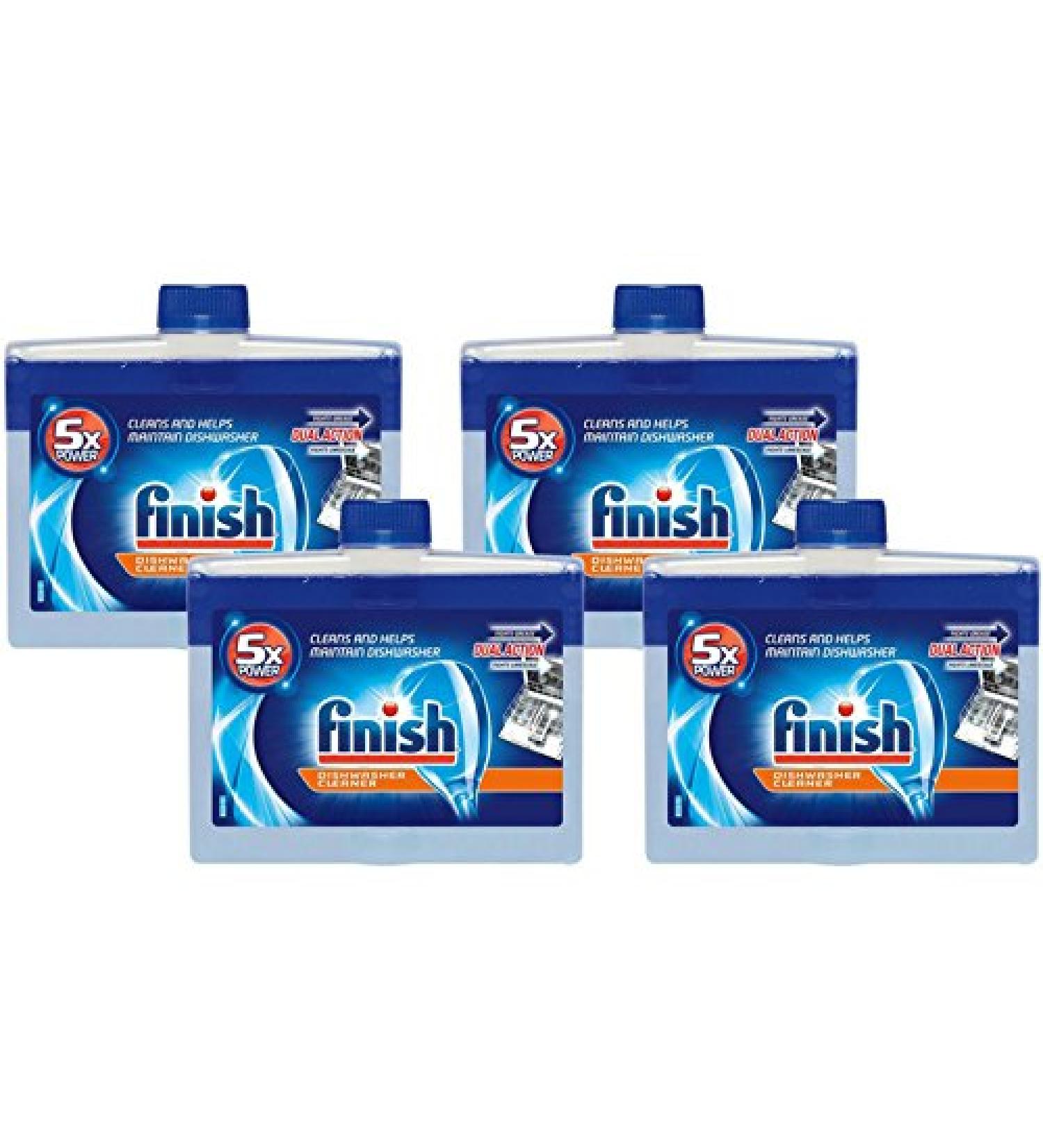 Finish Dishwasher Machine Cleaner 8.45 fl oz - Dual Action Pack of 4 - Fight Grease & Limescale - Buy Online on GoSupps.com