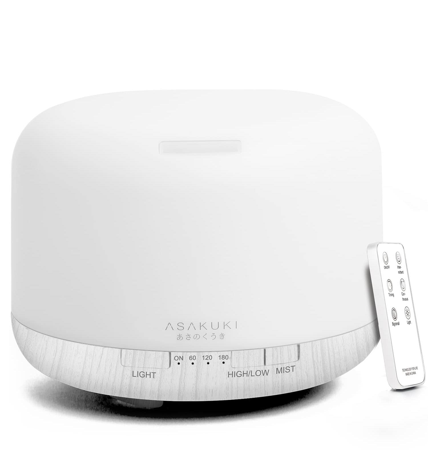 Asakuki 500ml Aroma Diffuser - Ultrasonic Essential Oil Humidifier with Timer Auto Shutoff 7 LED Color Options - Buy Online on GoSupps.com