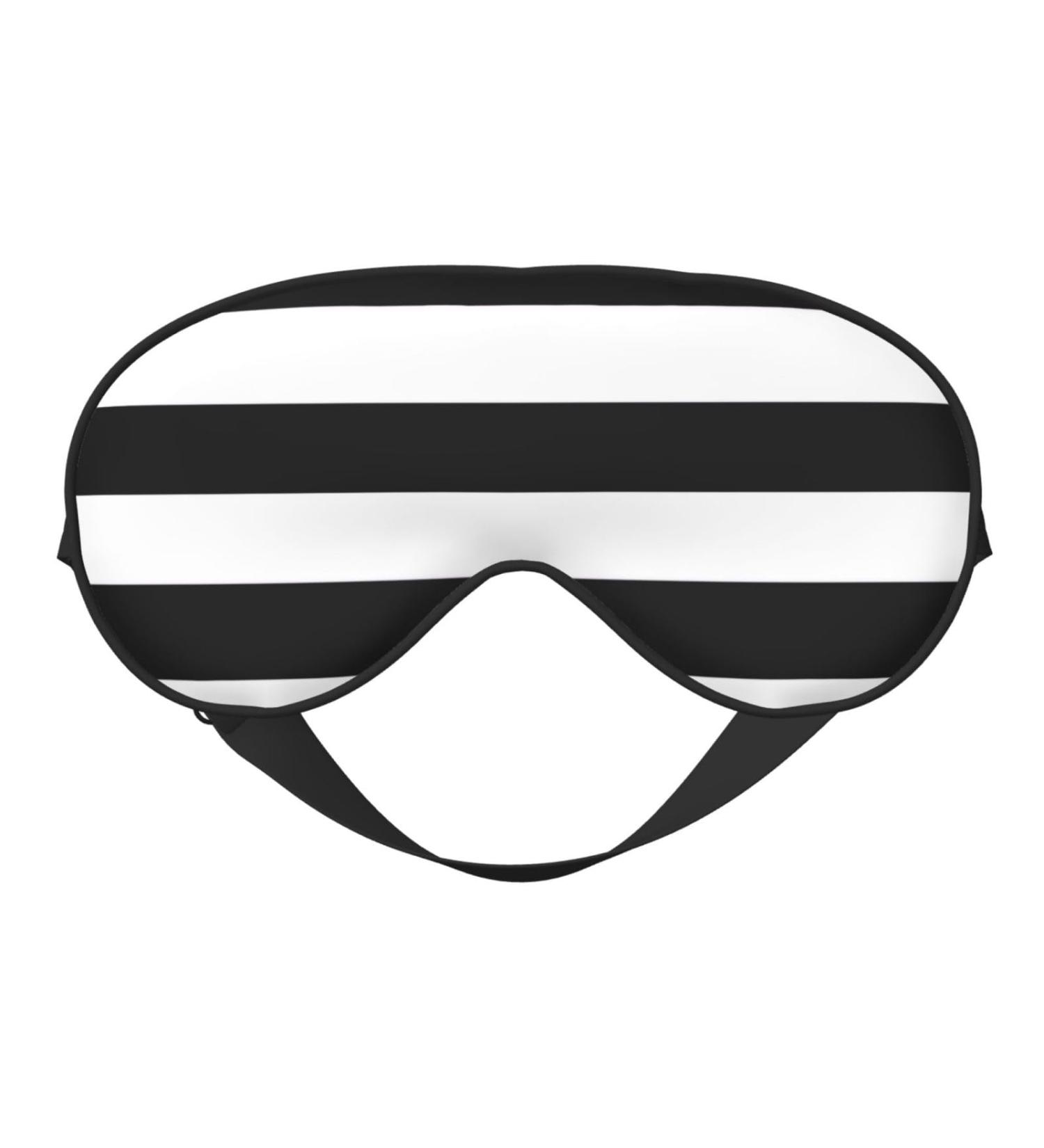 Adjustable Black & White Stripes Light Blocking Eye Mask for Sleep Travel & Yoga - Soft Comfort - Buy Online on GoSupps.com
