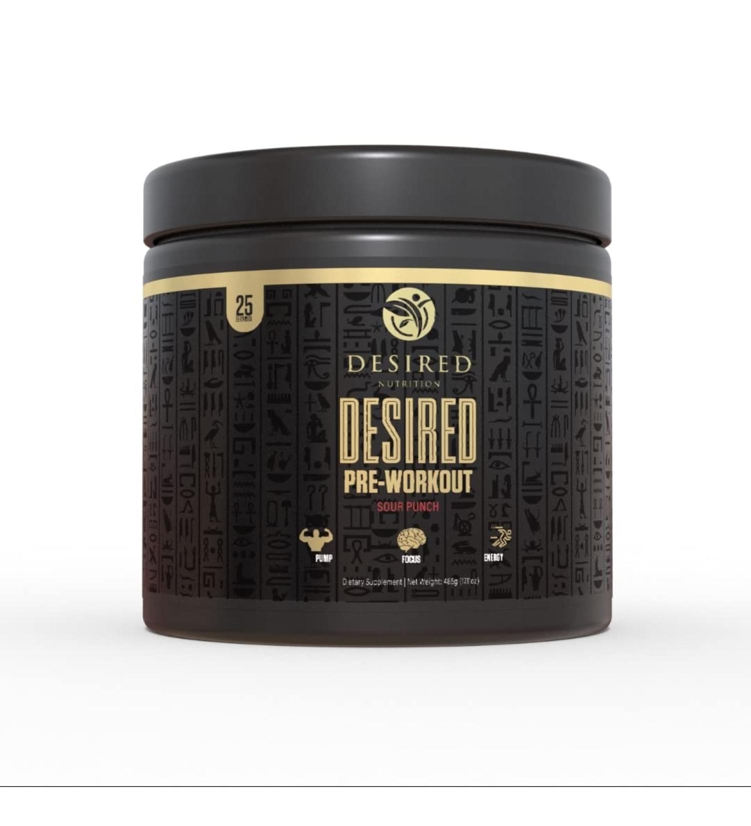 Desired Pre Workout - Energy Endurance Focus Pump and Strength - Beta Alanine Caffeine Citrulline Malate DMAE 750 mg L-Tyrosine (25 Servings) - Buy Online on GoSupps.com