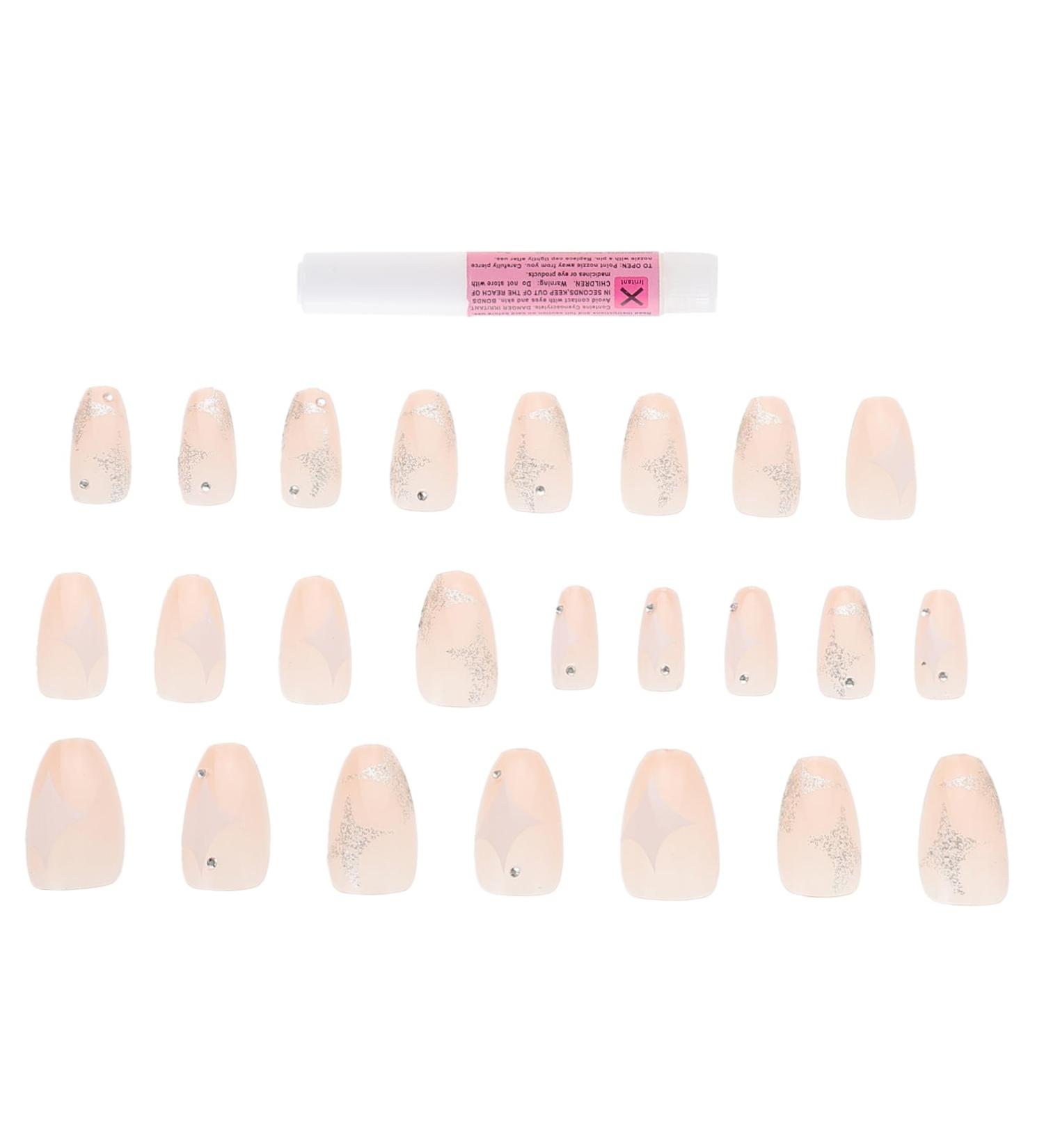 Mikinona 1 Set Nail Patch Manicure Supply French Decor Nail Embellishments Fake Nail Tips Nails Decoration Salon Diy Nail Decor Nail Salon Supplies Plastic X4 Nail Piece Pink Full Coverage - Buy Online on GoSupps.com