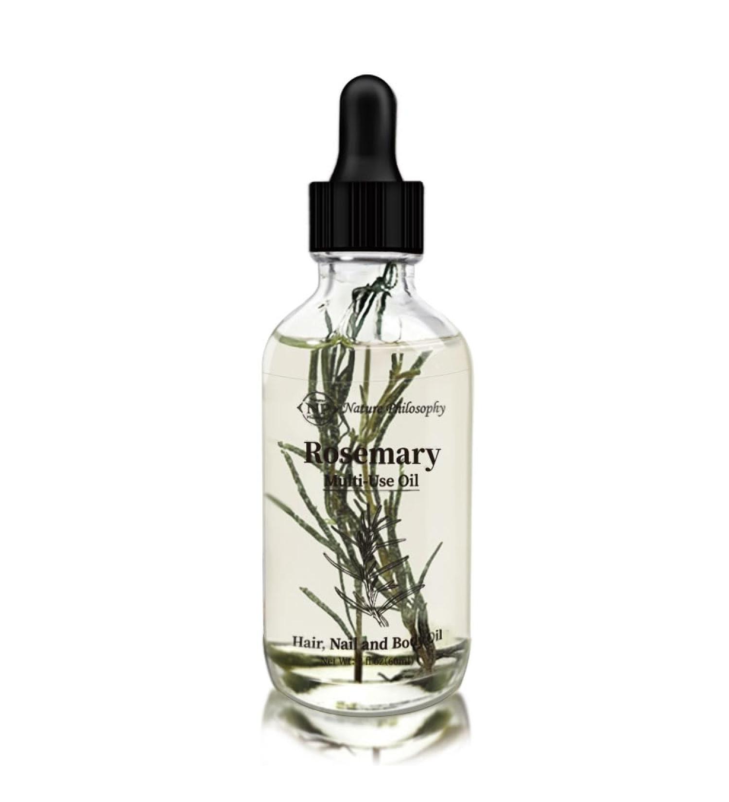 NP NATURES PHILOSOPHY Rosemary Multi-Use Oil for Face Body and Hair - Organic Plant Fragrant Rosemary Essential Oil for Dry Skin Scalp and Nails - 2 Fl Oz