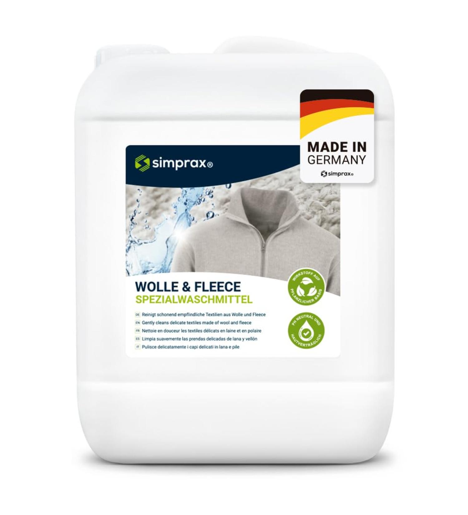 Simprax Fleece & Wool Detergent 5L | Plant-Based Skin-Friendly Effective Against Dirt & Mating | Softens Merino & Cashmere - Buy Online on GoSupps.com