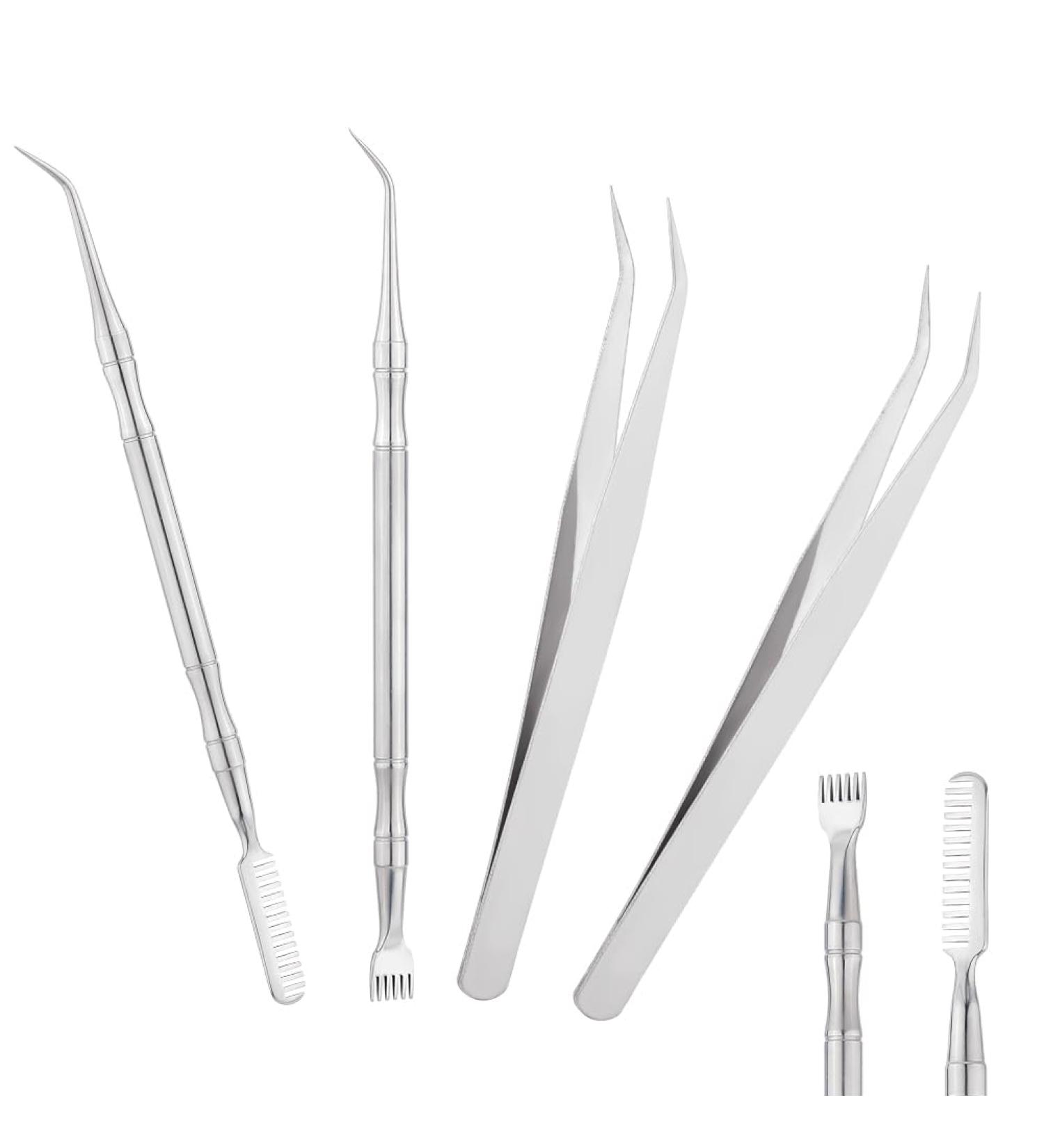 UNCRAFTALE 4pcs Eyelash Separator Tool Kit | Stainless Steel Lash Lift Tweezers & Comb for Eyelash Extension & Curling - Buy Online on GoSupps.com