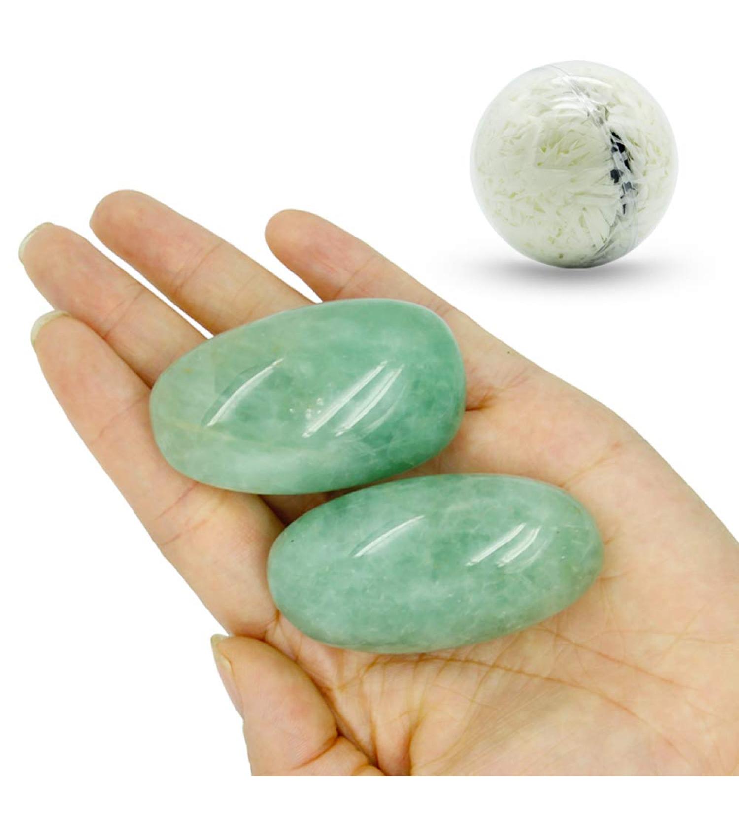Green Strawberry Quartz Palm Stone - 2 Pcs Pocket Energy Healing Crystal - Buy Online on GoSupps.com