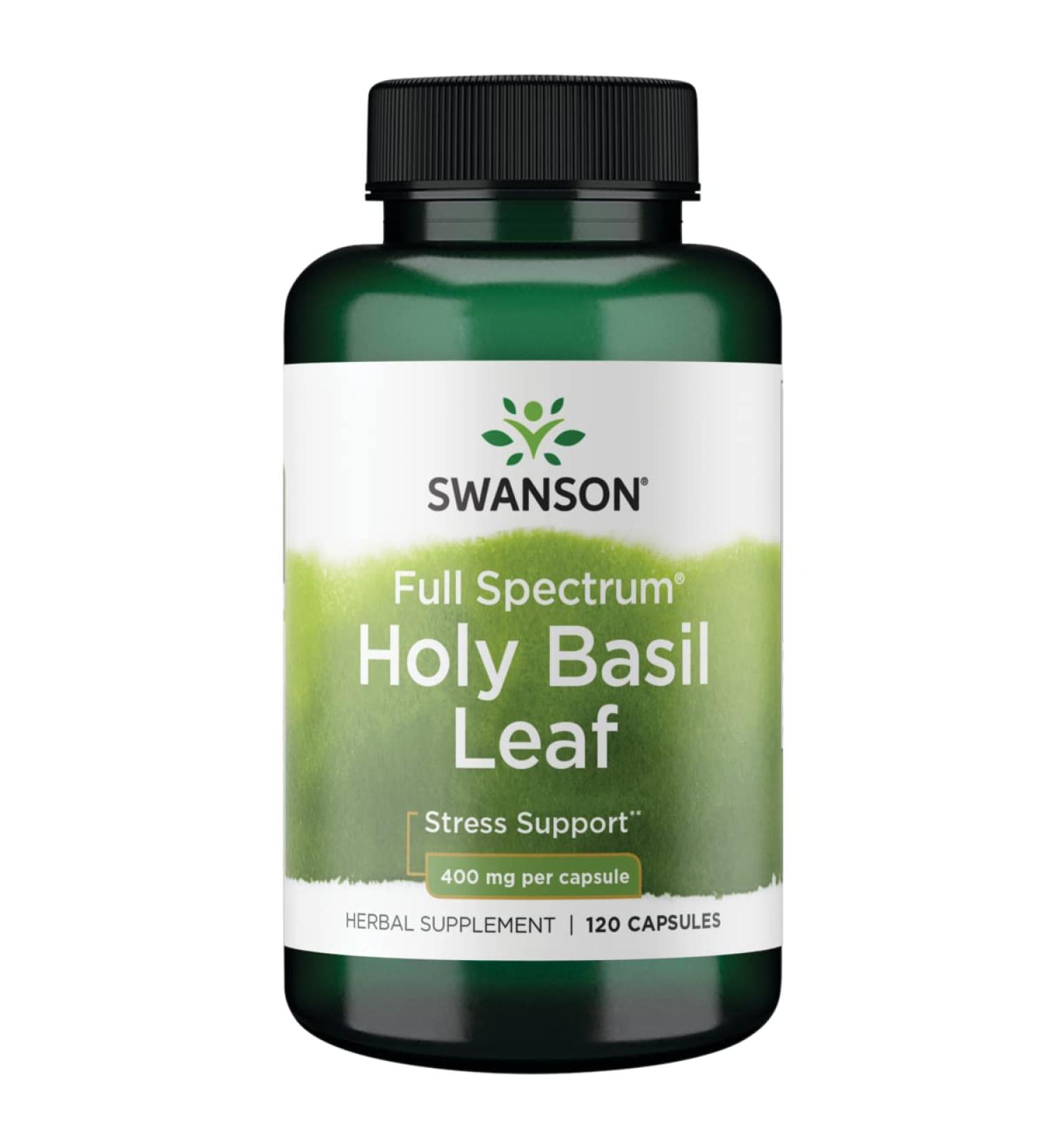 Swanson Holy Basil Leaf (Tulsi) 800mg - Stress Support & Emotional Well-Being Supplement - Promotes Healthy Blood Glucose Levels - 120 Capsules - Buy Online on GoSupps.com