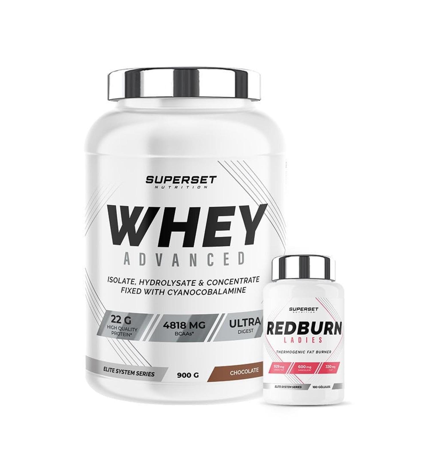 Superset Nutrition | Redburn Ladies Fitness Program - 100% Whey Protein Advanced 900g Chocolate - Redburn Ladies | Achieve a slim and shapely silhouette in 4 weeks - Buy Online on GoSupps.com