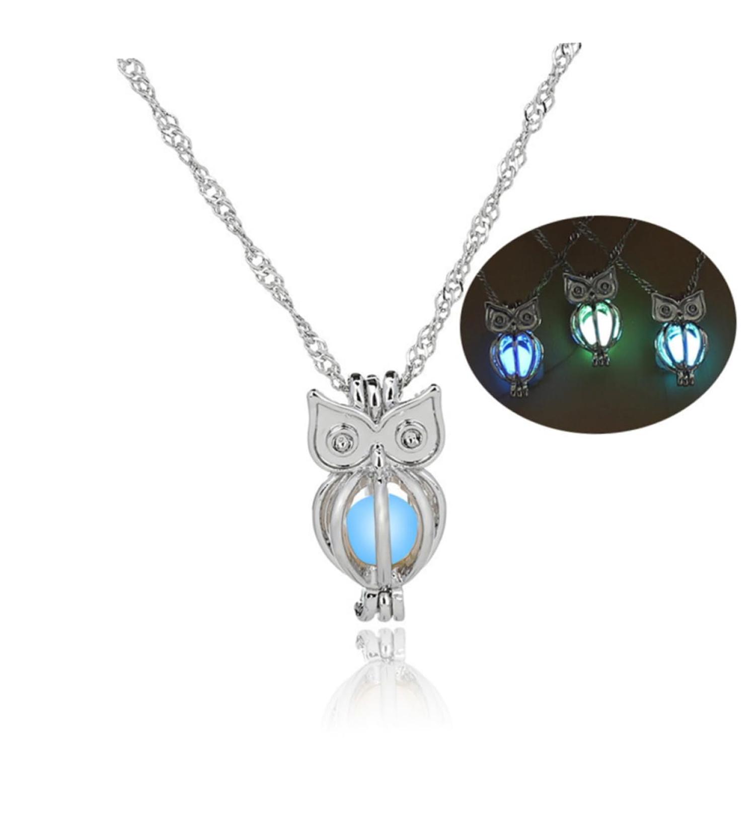 COLLBATH Owl Necklace 1Pc Hollow Owl Pendant Unisex Luminous Glowing in Dark Alloy Necklaces Beads Pendant for Women Female Ladies Hollow Pendant - Buy Online on GoSupps.com