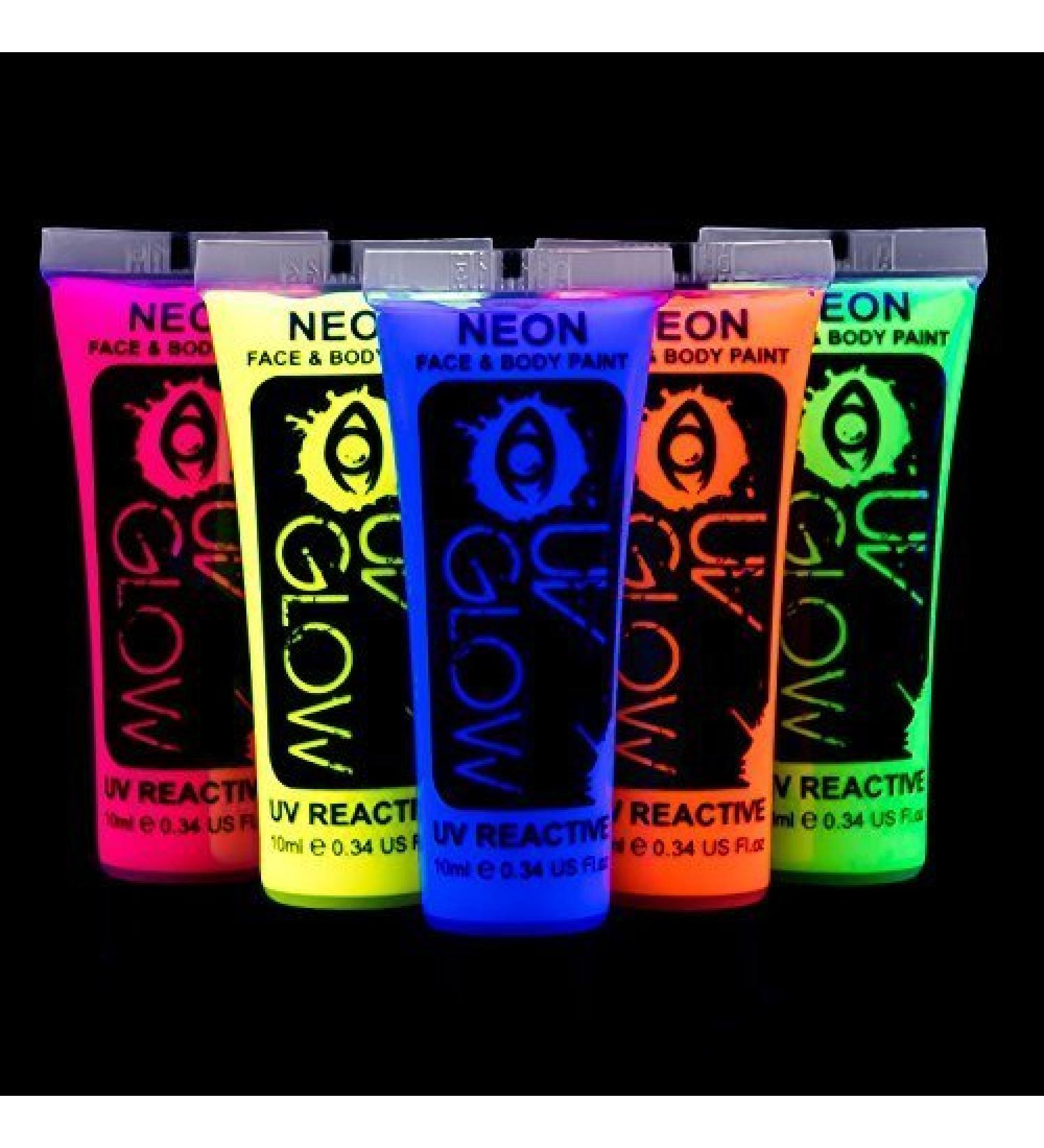 UV Glow Blacklight Neon Face & Body Paint Set - 0.34oz (5 Tubes) - Fluorescent & Super Bright - Buy Online on GoSupps.com