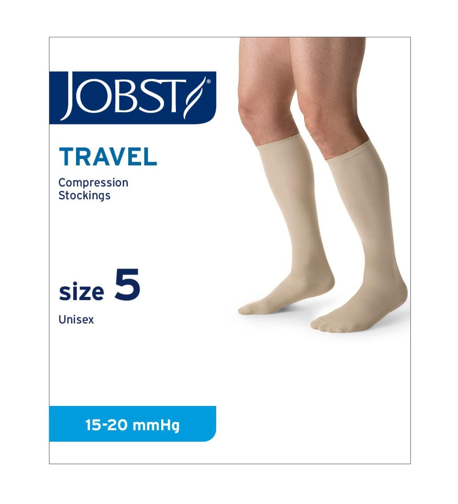 Jobst Travel travel socks for women and men - helps to prevent travel thrombosis - soft breathable thanks to 33% cotton content beige size 5