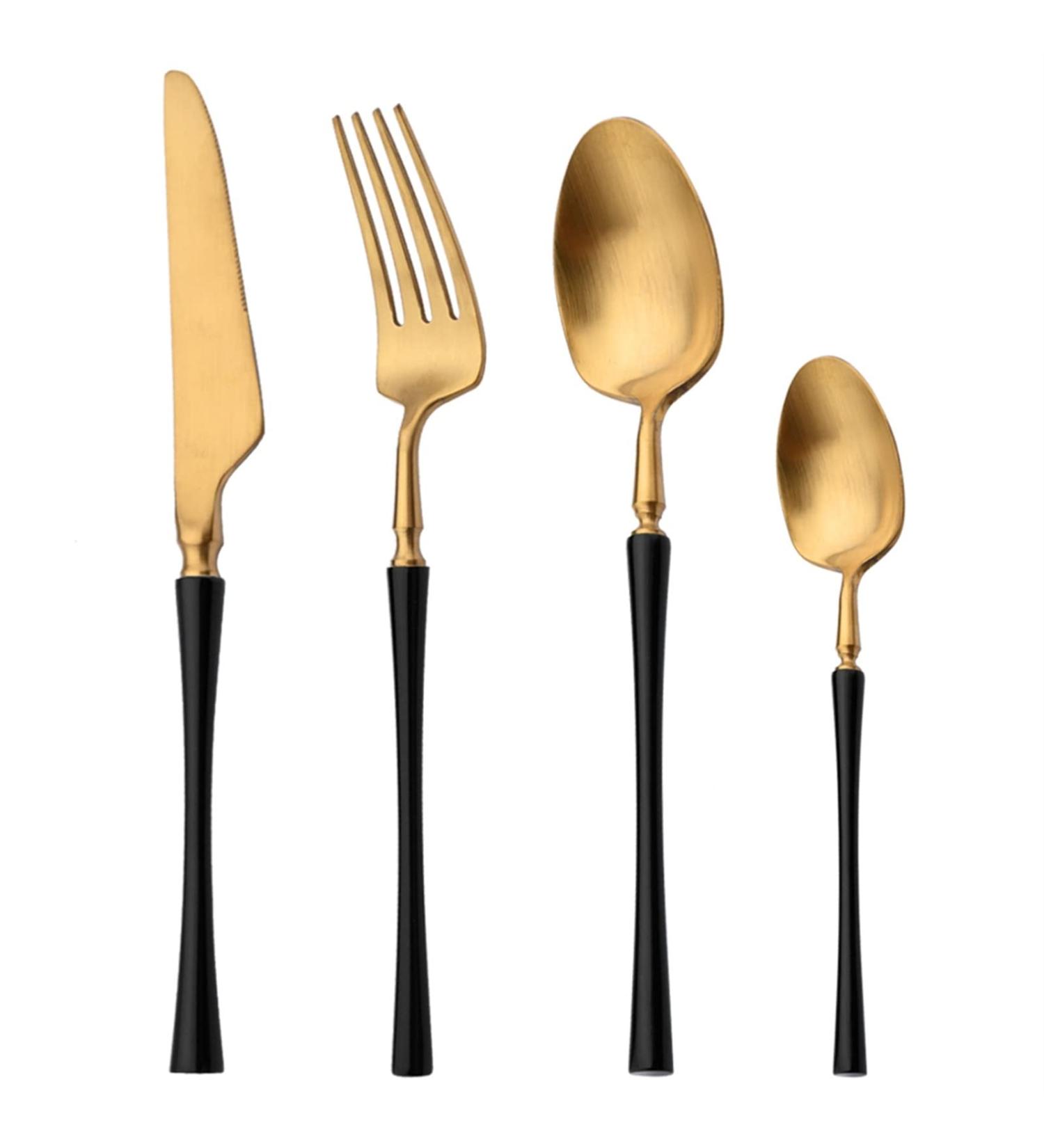 Flatware Sets 2/4/6Set Matte Western Pink Gold Tableware Fork Knife Spoon 18/10 Stainless Steel Dinnerware Cutlery Set Kitchen Flatware Set (Color : Auburn Size : 4Set) - Buy Online on GoSupps.com