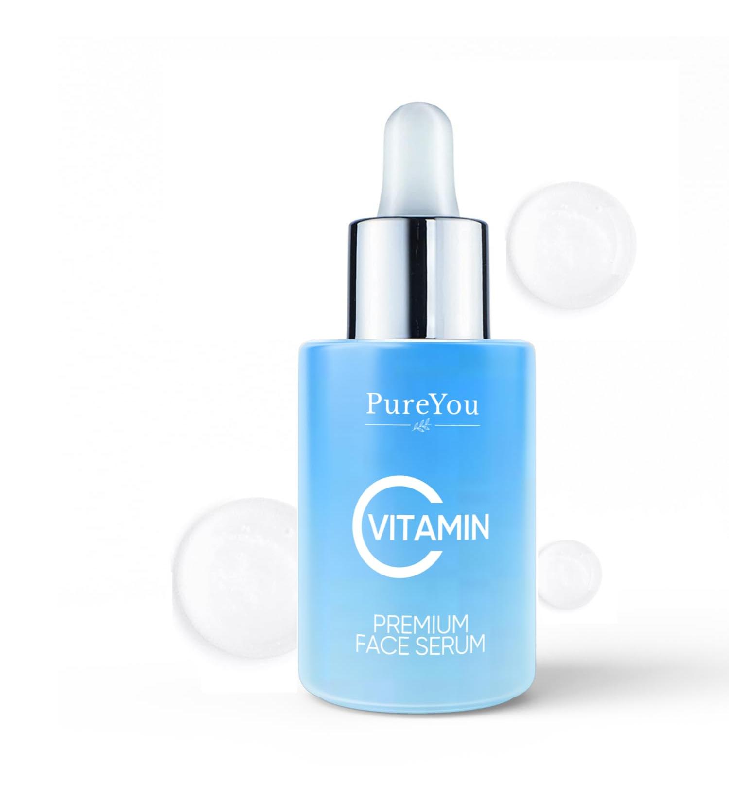 Natural Vitamin C Serum for Face- with Hyaluronic Acid Ferulic Acid Vitamin E - Premium Anti Aging & Anti Wrinkle Serum with Antioxidant Benefits - Buy Online on GoSupps.com