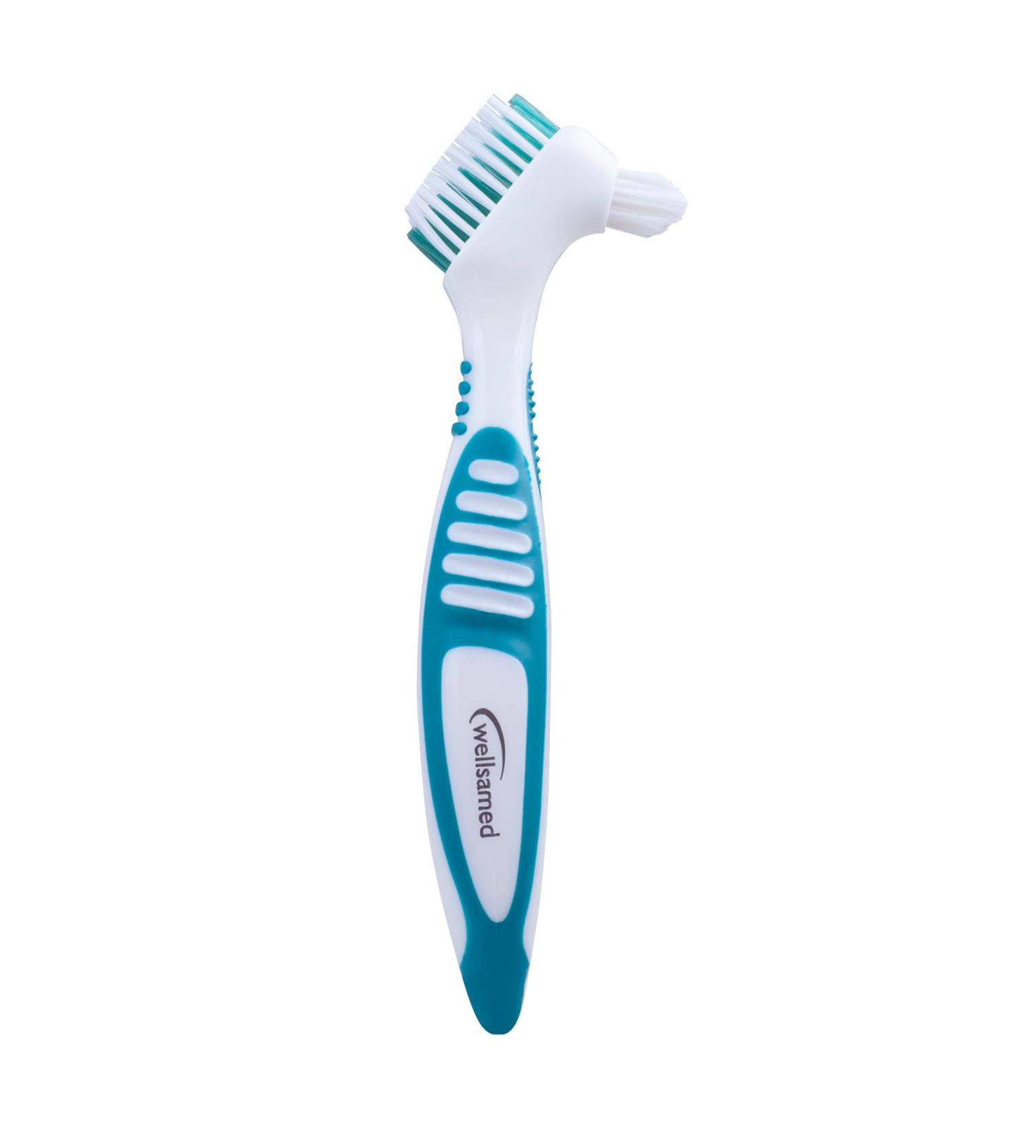 Wellsamed Denture Toothbrush - Premium Denture Brush for Artificial Teeth (Green 1 Piece) - Buy Online on GoSupps.com