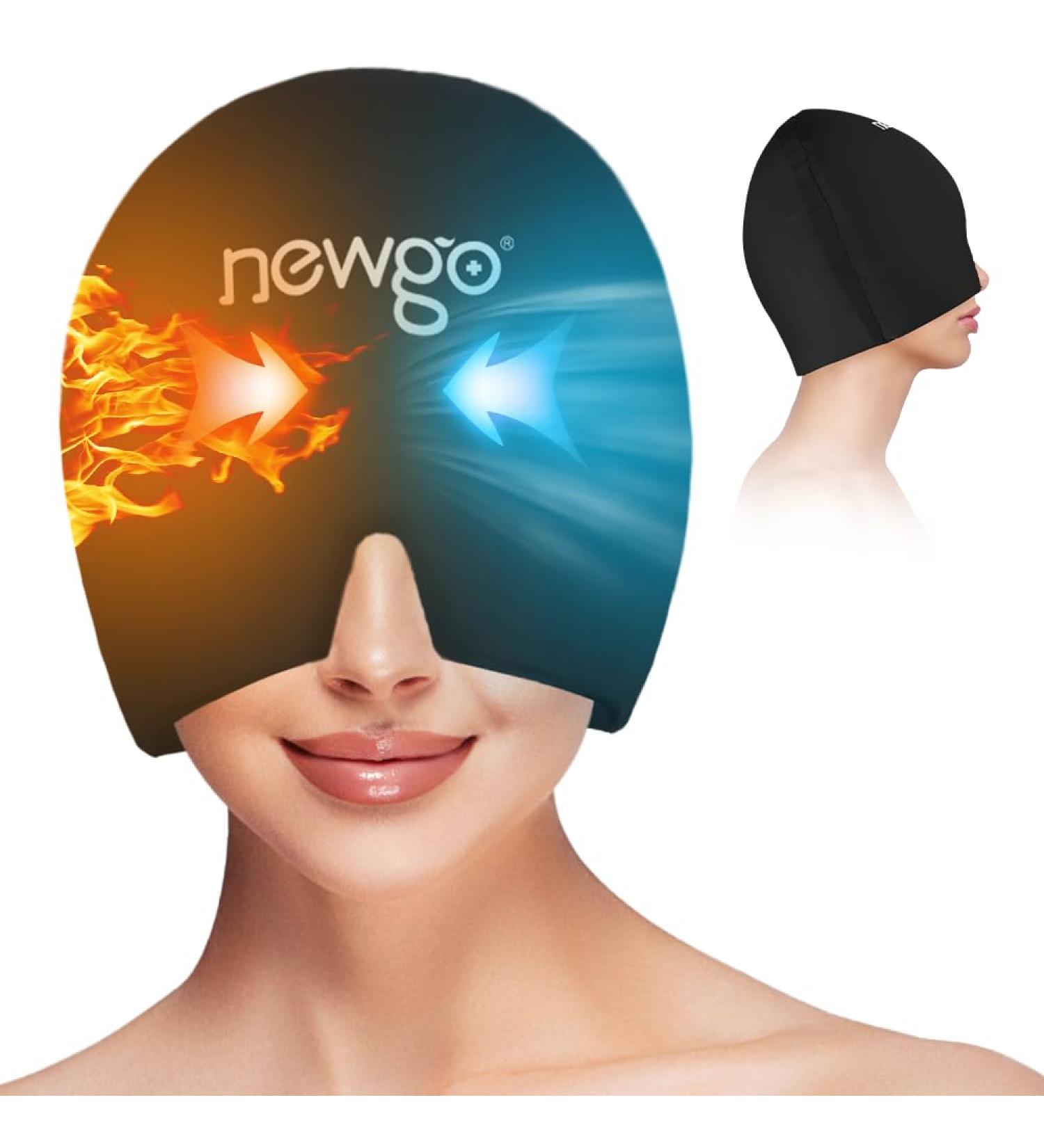 NEWGO Migraine Relief Cap - Full Coverage Headache Hat for Cold Therapy, Sinus & Stress Relief - Form Fitting & Stretchable - Black - Buy Online on GoSupps.com