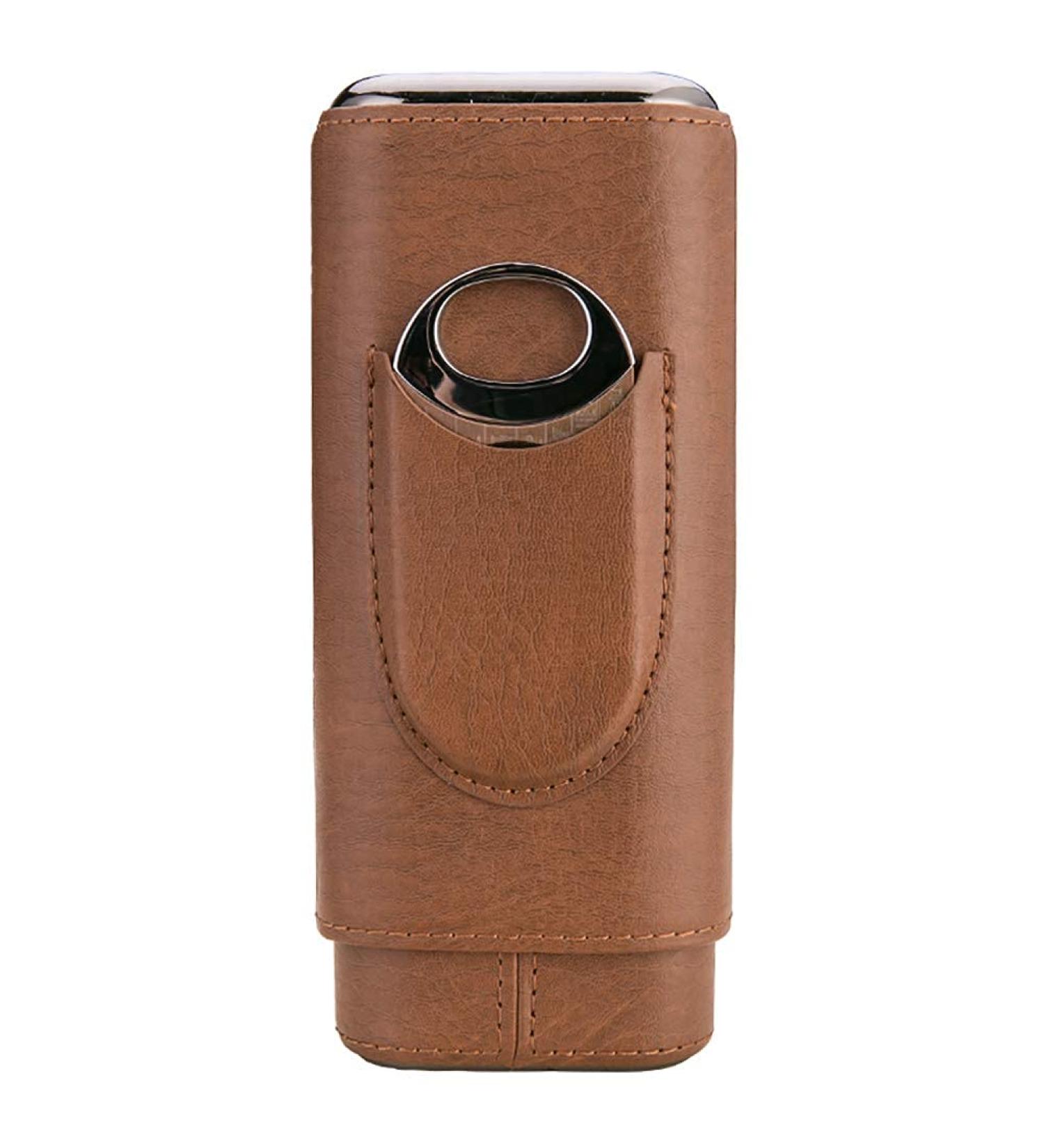 Cigar Case Cigar Humidor with Cedar Wood Lining Travel Portable Leather Cigar Humidor Waterproof Holds 3 Cigars Brown - Buy Online on GoSupps.com