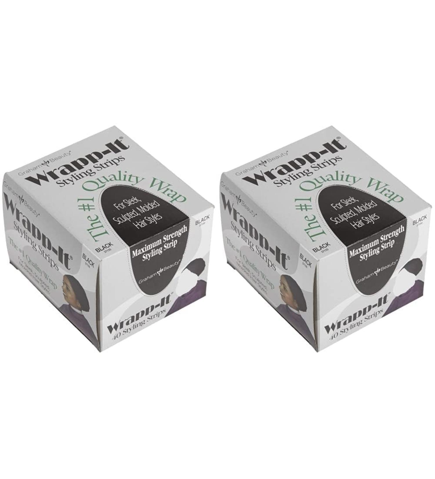 Wrapp-it Styling Strips for Natural Hair Wrap and Molded Styles by Graham Beauty (PACK OF 2) Black