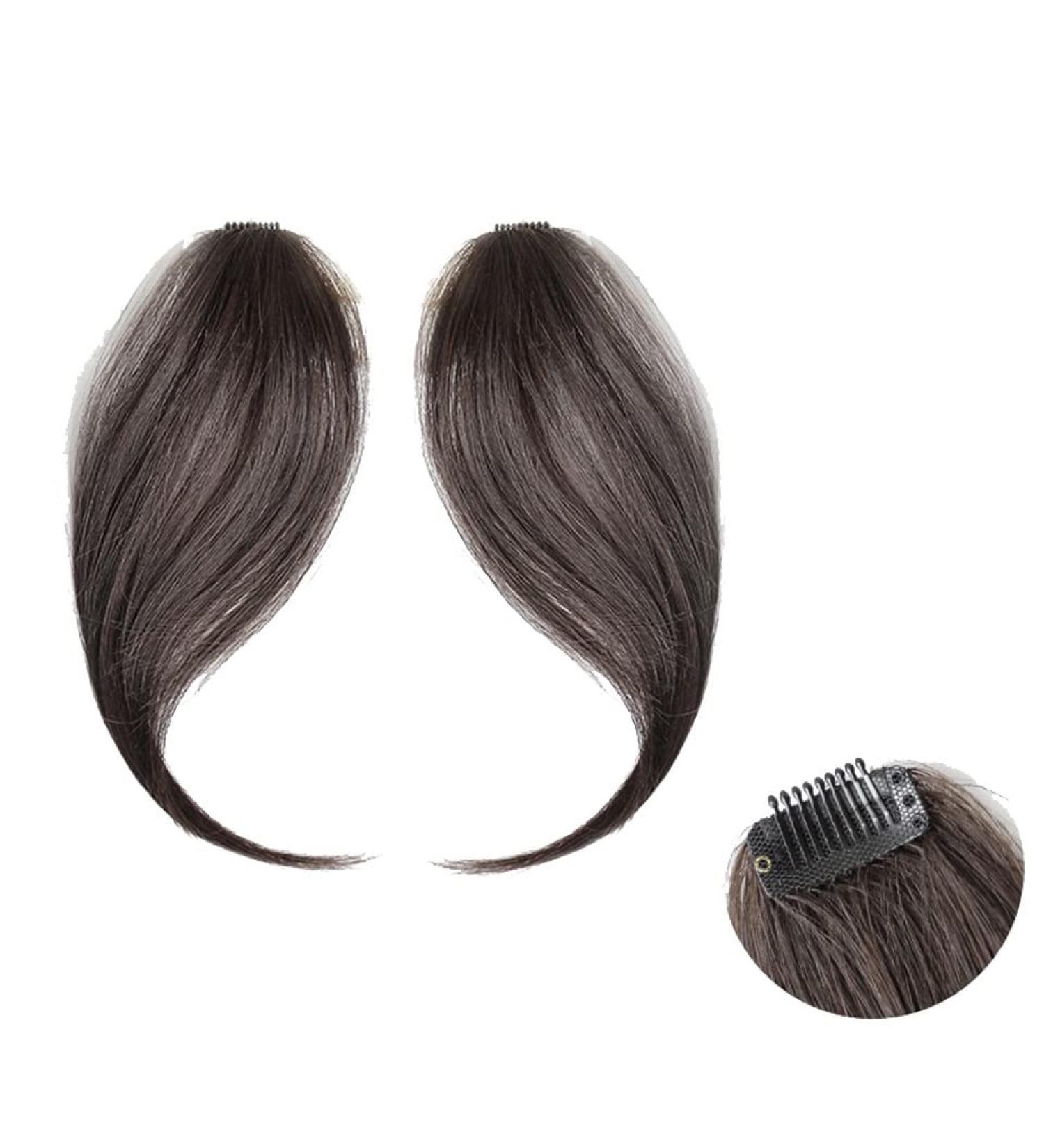 Bangs Hair Clip 2 Pieces Synthetic Fake Fringe Women's Fringe Clip in Hair Bangs Hairpiece Natural Hair Middle Part Two Sides Bang Hair Piece Clip in Extensions Bangs Clip in Hair (Color : Brown blac Brown black - Buy Online on GoSupps.com