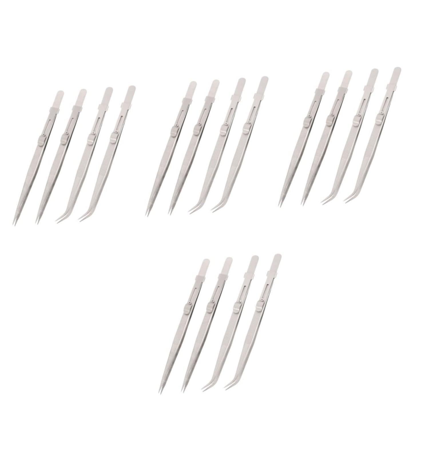 Precision Tool 16-Piece Stainless Steel Tweezers Set | Rubis Precision Tweezers for Coins & Handicrafts | Durable & High-Quality Metal Pincers - 16.5x1cm - Buy Online on GoSupps.com